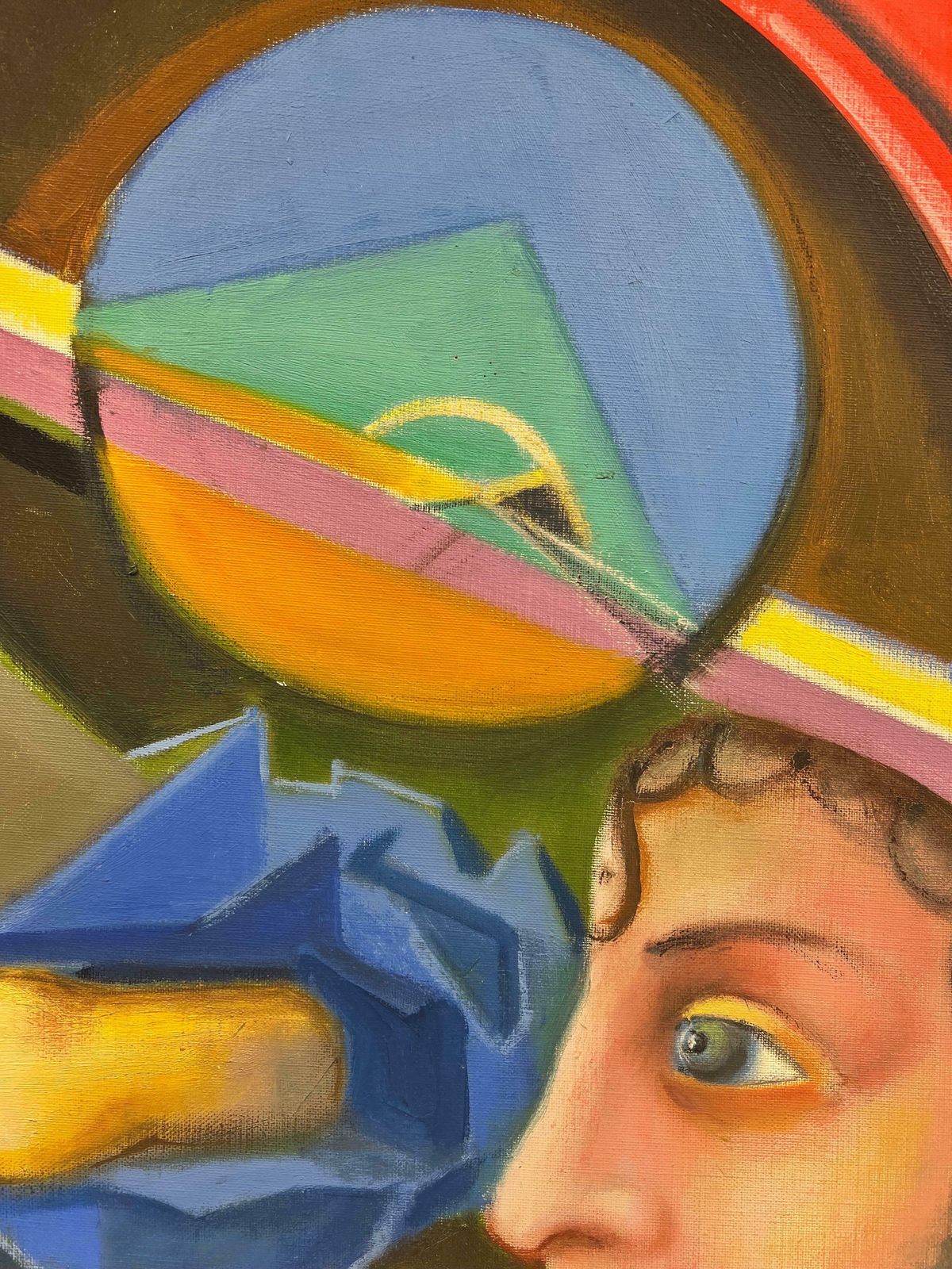 T. Fabris1970's French Surrealist Signed Oil Figurative Abstract Amazing Colors1973 photo buy