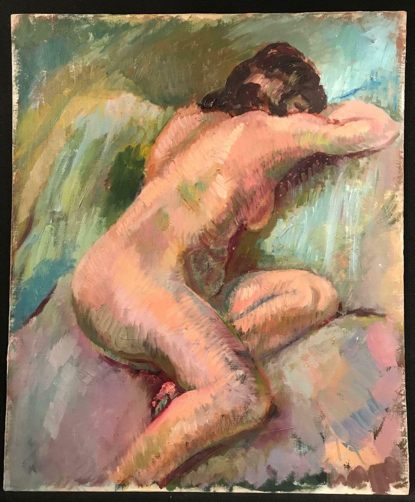 Unknownmid 20th Century British Oil Painting The Nude Modelc. 1950's photo furniture