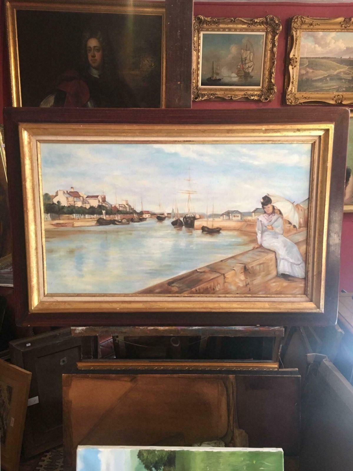 Unknownelegant Lady By French River, Large Oilc.2000 photo furniture