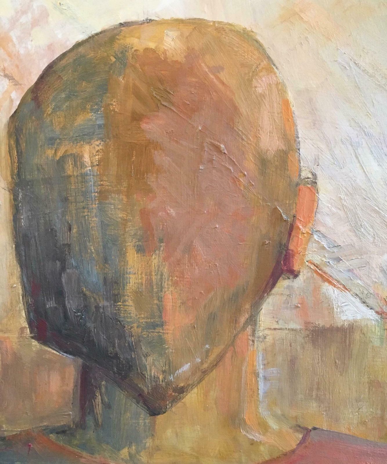 Beryl Dartonmysterious Identity Abstract Portrait, Muted Colours, Original Oil Paintingc.1970s photo 917.0