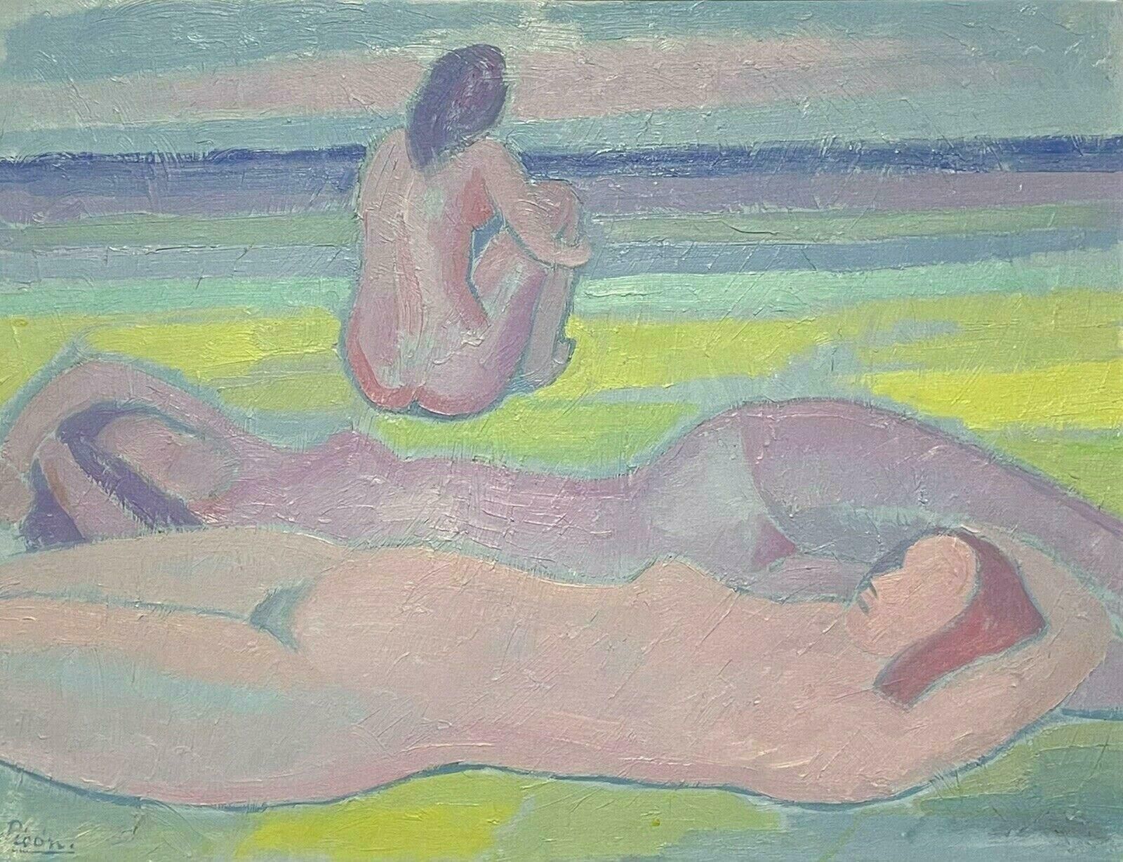 Francisco Piconfrancisco Picon (1934 2016) Signed Large Symbolist Oil   Nudes Sunbathing Beach