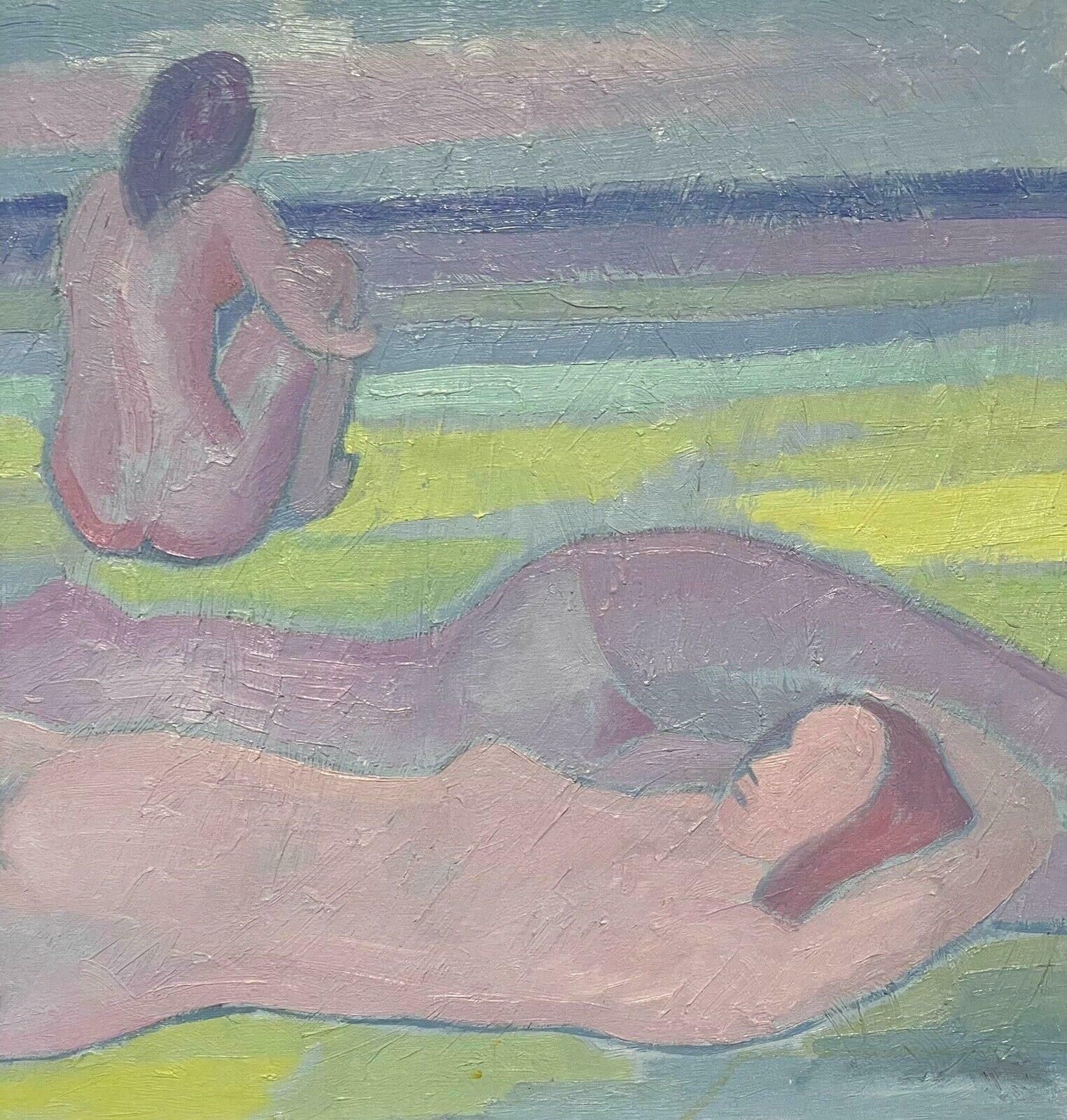 Francisco Piconfrancisco Picon (1934 2016) Signed Large Symbolist Oil   Nudes Sunbathing Beach photo for sale