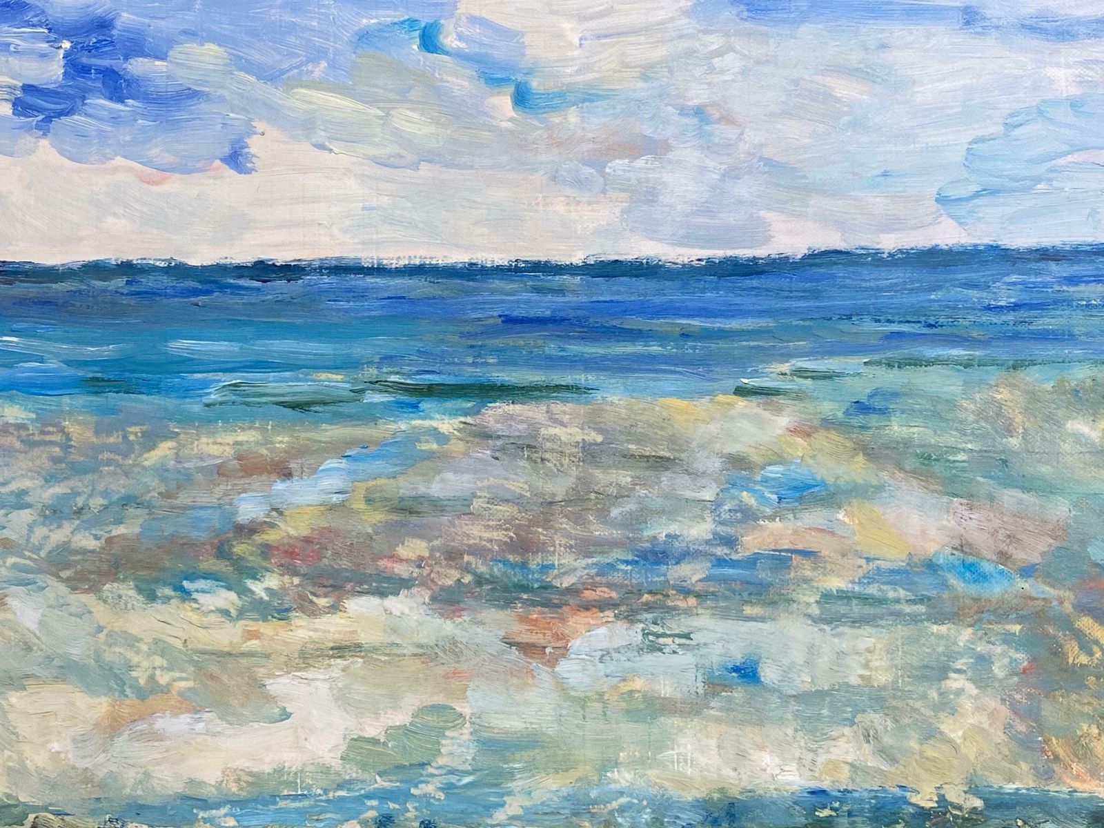 Unknown20th Century French Impressionist Oil Painting   Fresh Blue Seaslate 20th Century photo furniture