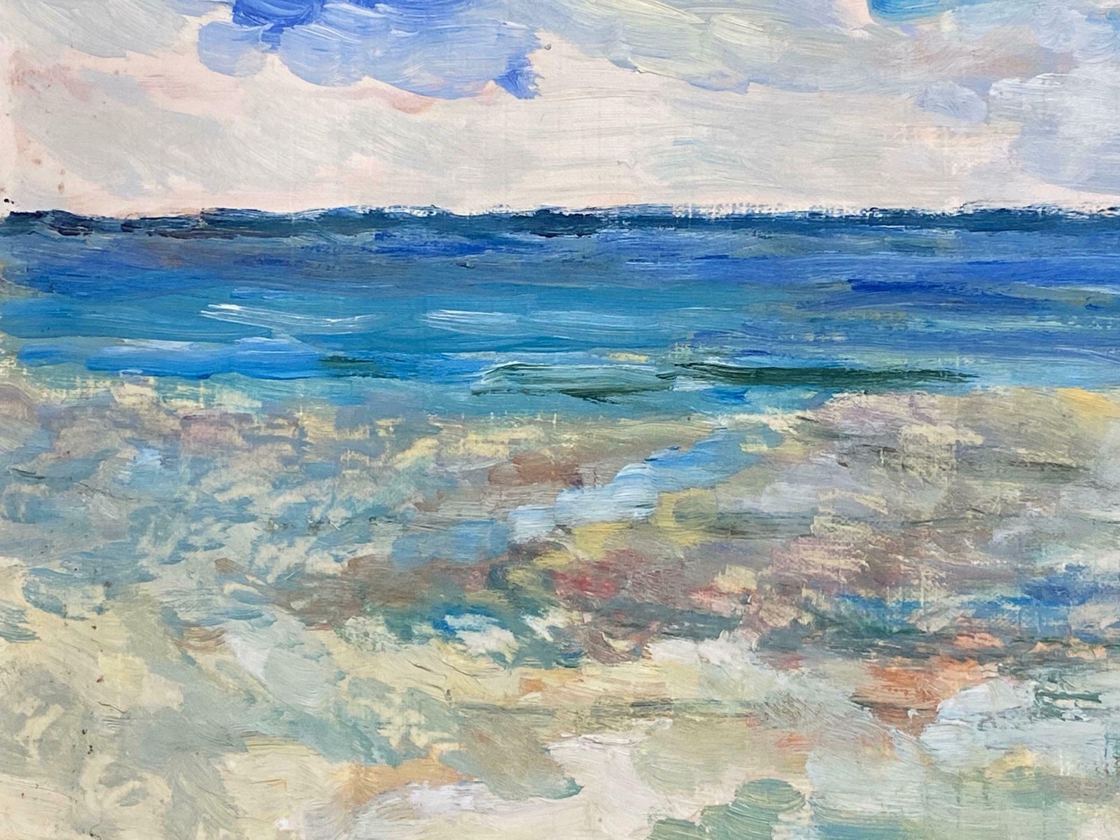 Unknown20th Century French Impressionist Oil Painting   Fresh Blue Seaslate 20th Century photo for sale