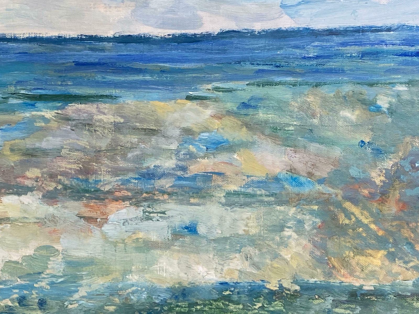 Unknown20th Century French Impressionist Oil Painting   Fresh Blue Seaslate 20th Century photo 562.0