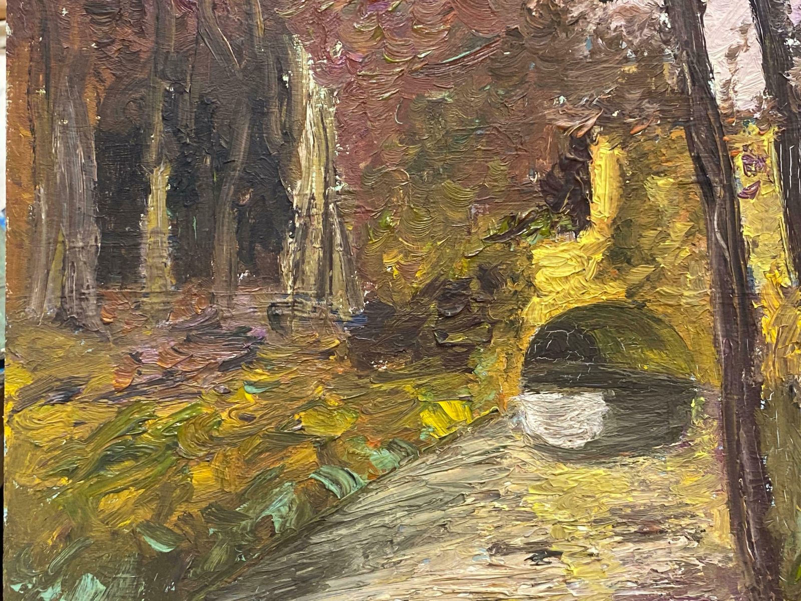 Fernand Audetfernand Audet (1923 2016) French Impressionist Oil   Bridge In Woodsc. 1950's photo furniture