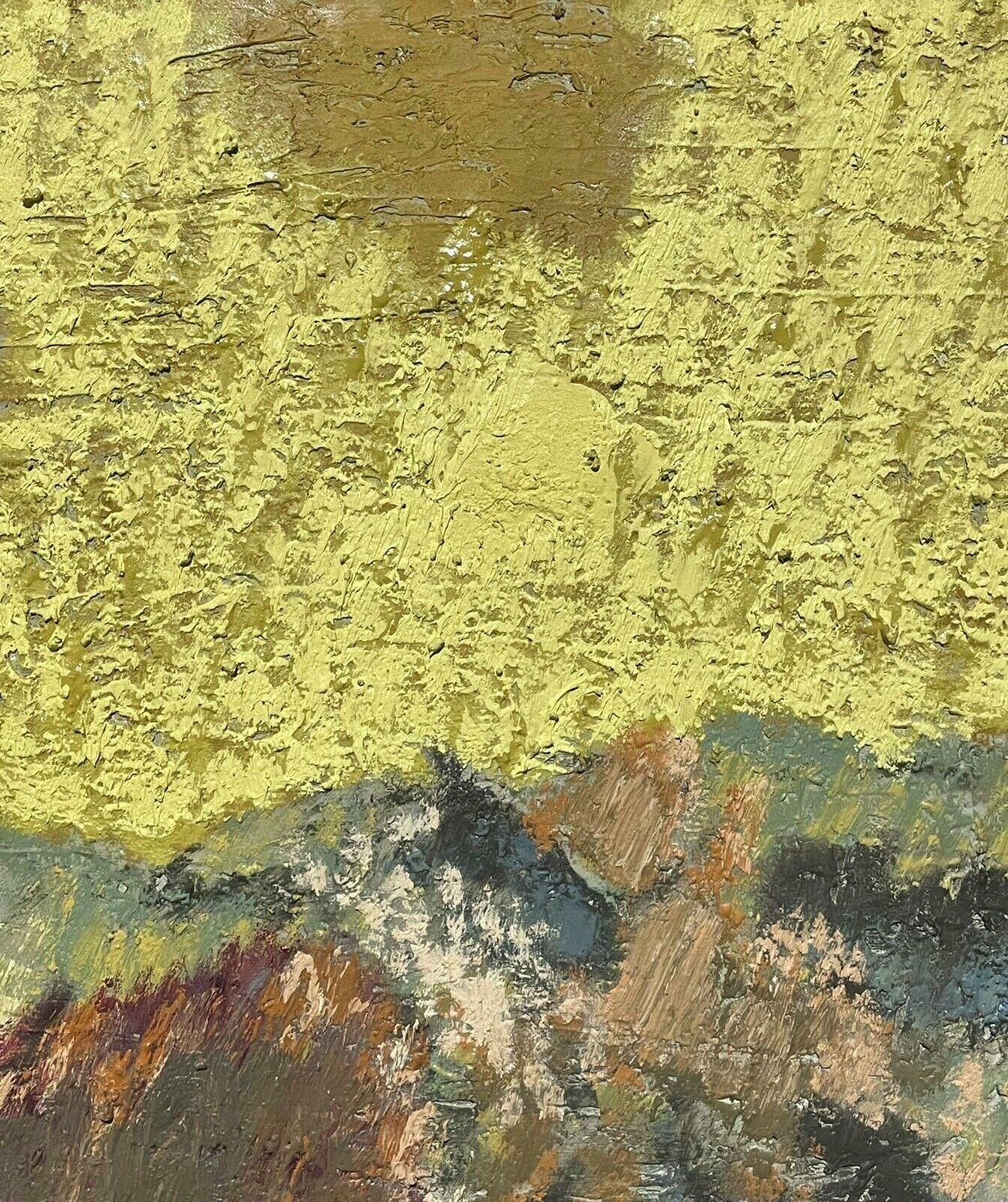 Unknown1960's French Modernist Signed Oil Painting   Sun Scorched Landscape photo Art