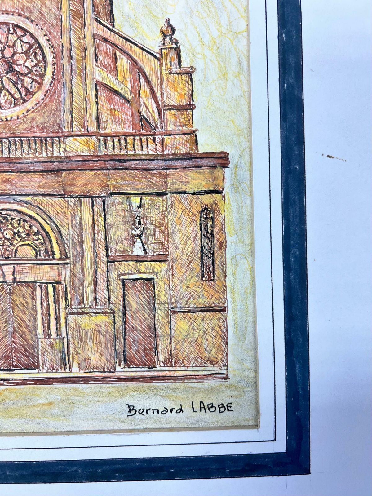Bernard Labbe1950's Modernist/ Cubist Painting   French Cathedral1950's photo 409.0
