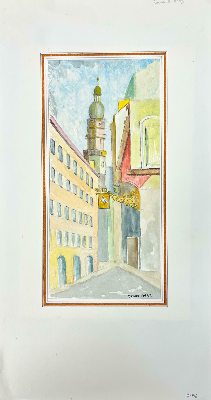 Bernard Labbe1950's Modernist/ Cubist Painting   Down The French Streets1950's