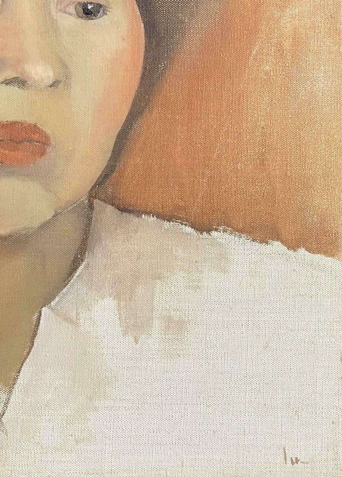 Unknownmid 20th Century French Portrait Sketch Of Young Woman   Oil On Canvas photo for sale
