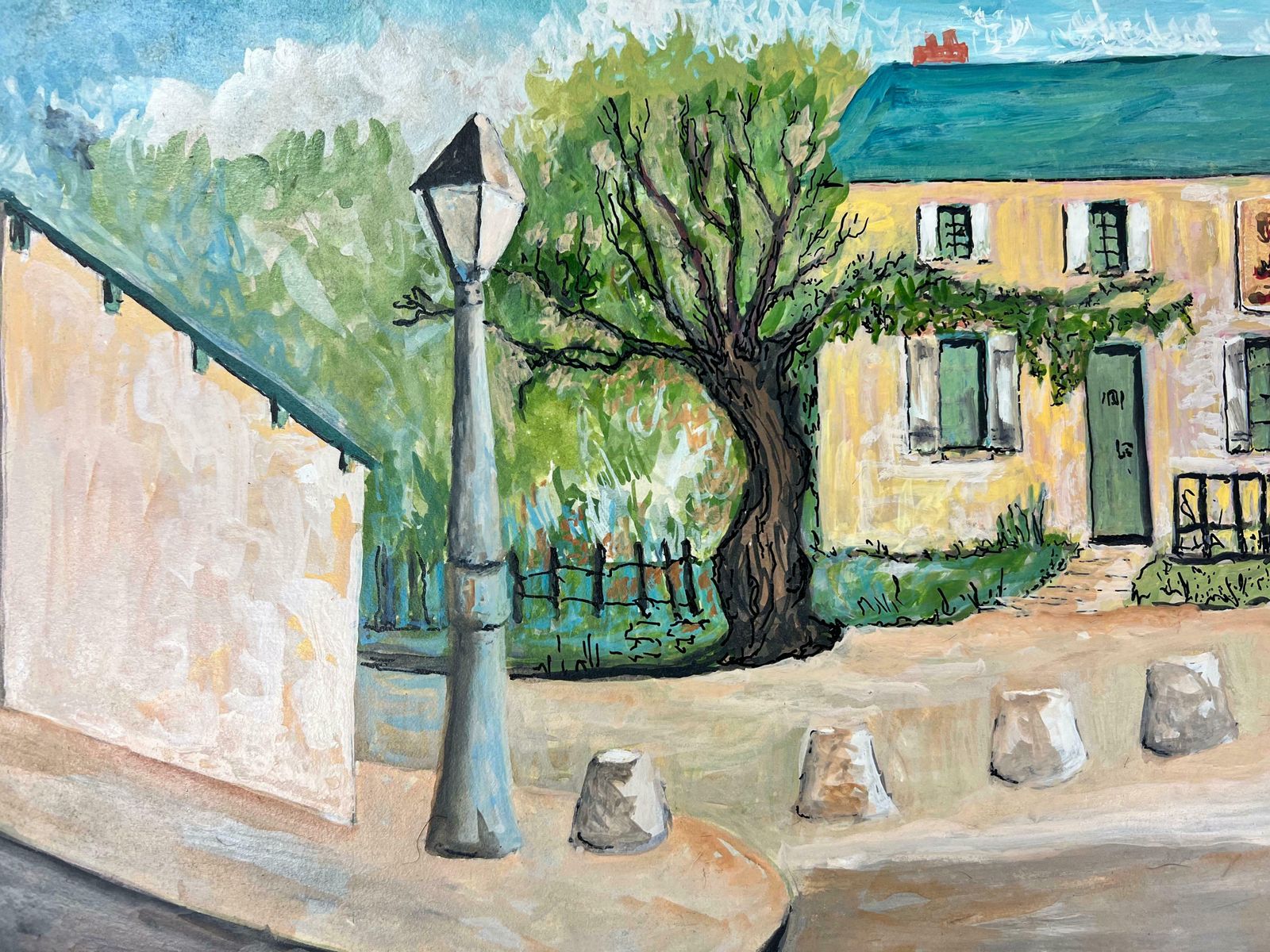 Bernard Labbe1950's Modernist/ Cubist Painting   View Of The French Pub1950's photo 512.0