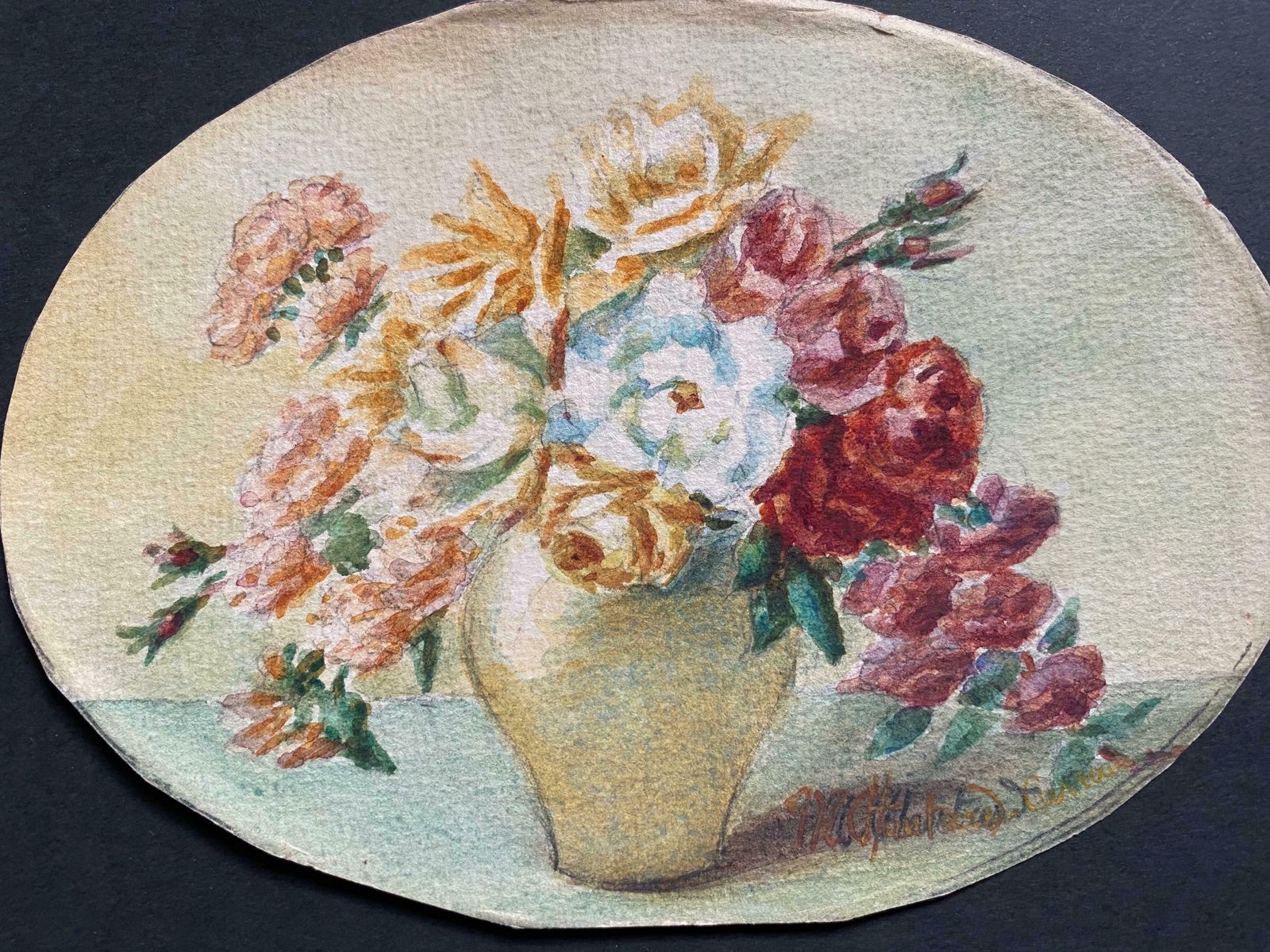Marie Amelie Chautard Carreauearly 1900's French Impressionist Signed Flower Watercolours Marie Carreauc. 1900's photo furniture