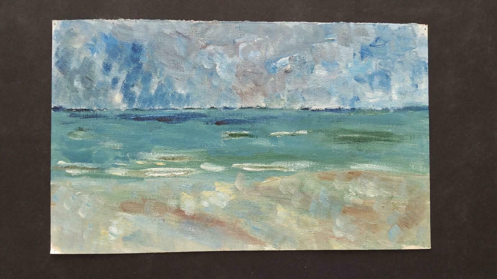 photo furniture Unknown20th Century French Oil Painting A Storm Over The Sealate 20th Century