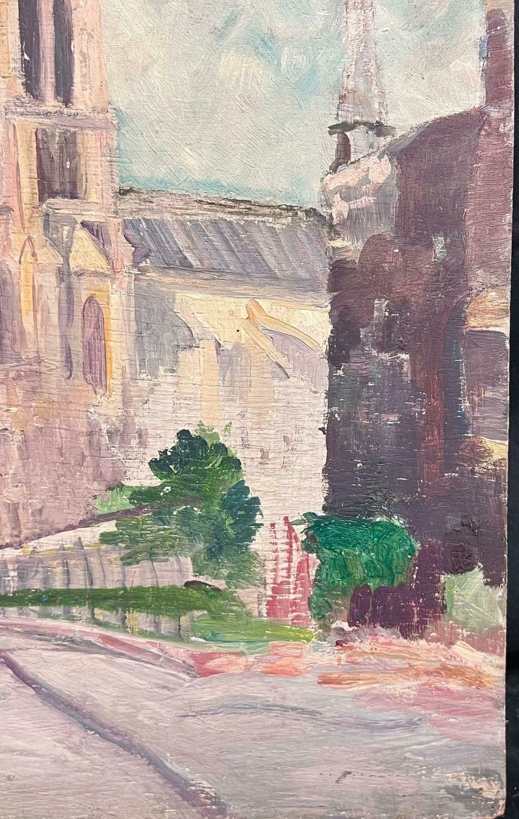 Regine Davidmid 20th Century 1950's French Post Impressionist Oil View Of Notre Dame Paris1950's photo Art