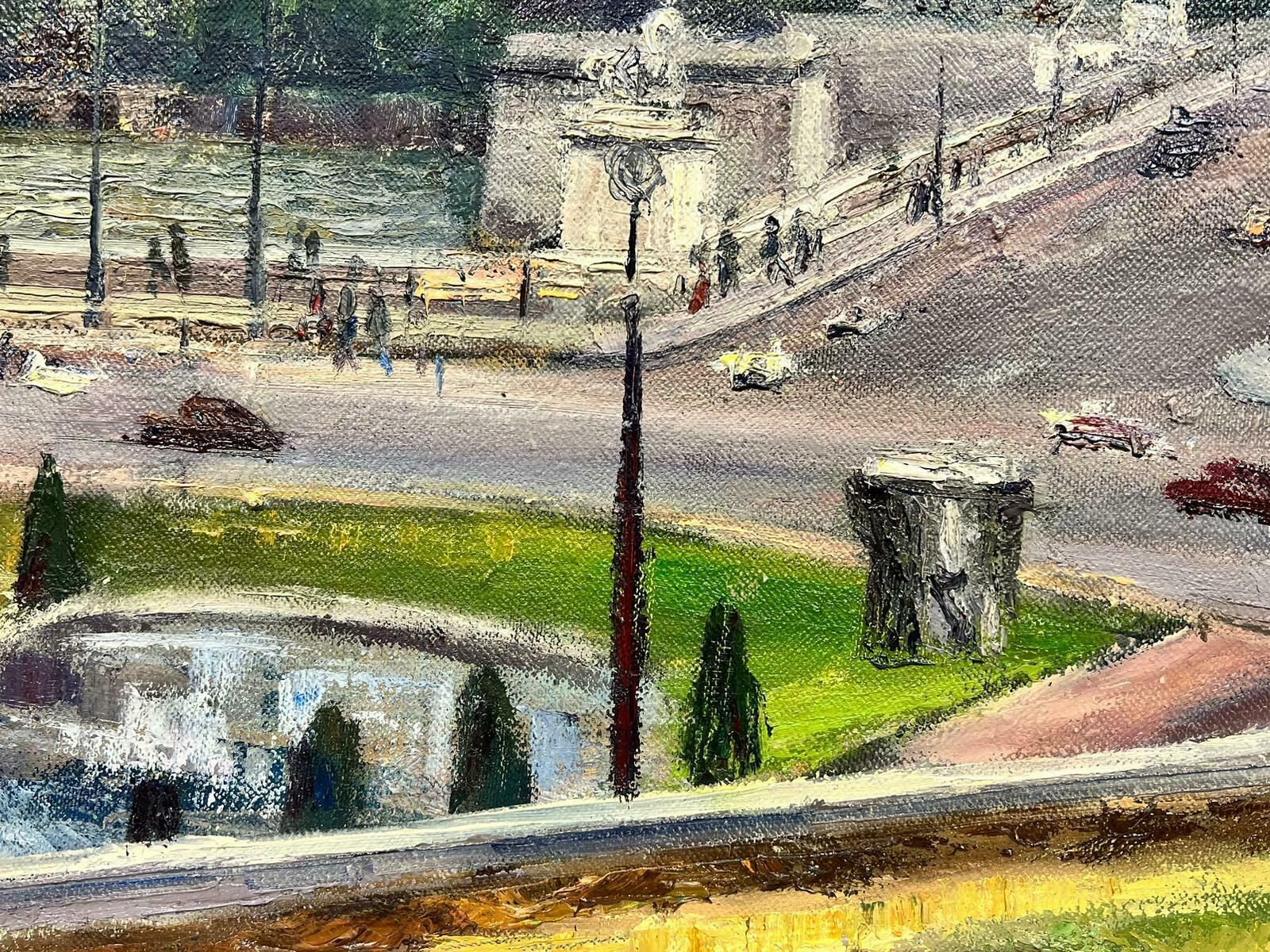 Josine Vignon1950's French Post Impressionist Oil Painting Busy Paris River Scene & Bridge1950's photo buy