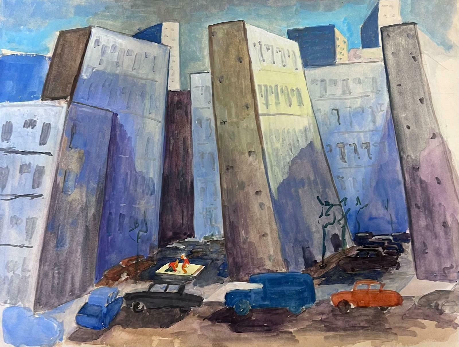 Guy Nicod City Skyscrapers Abstract French 20th Century Painting