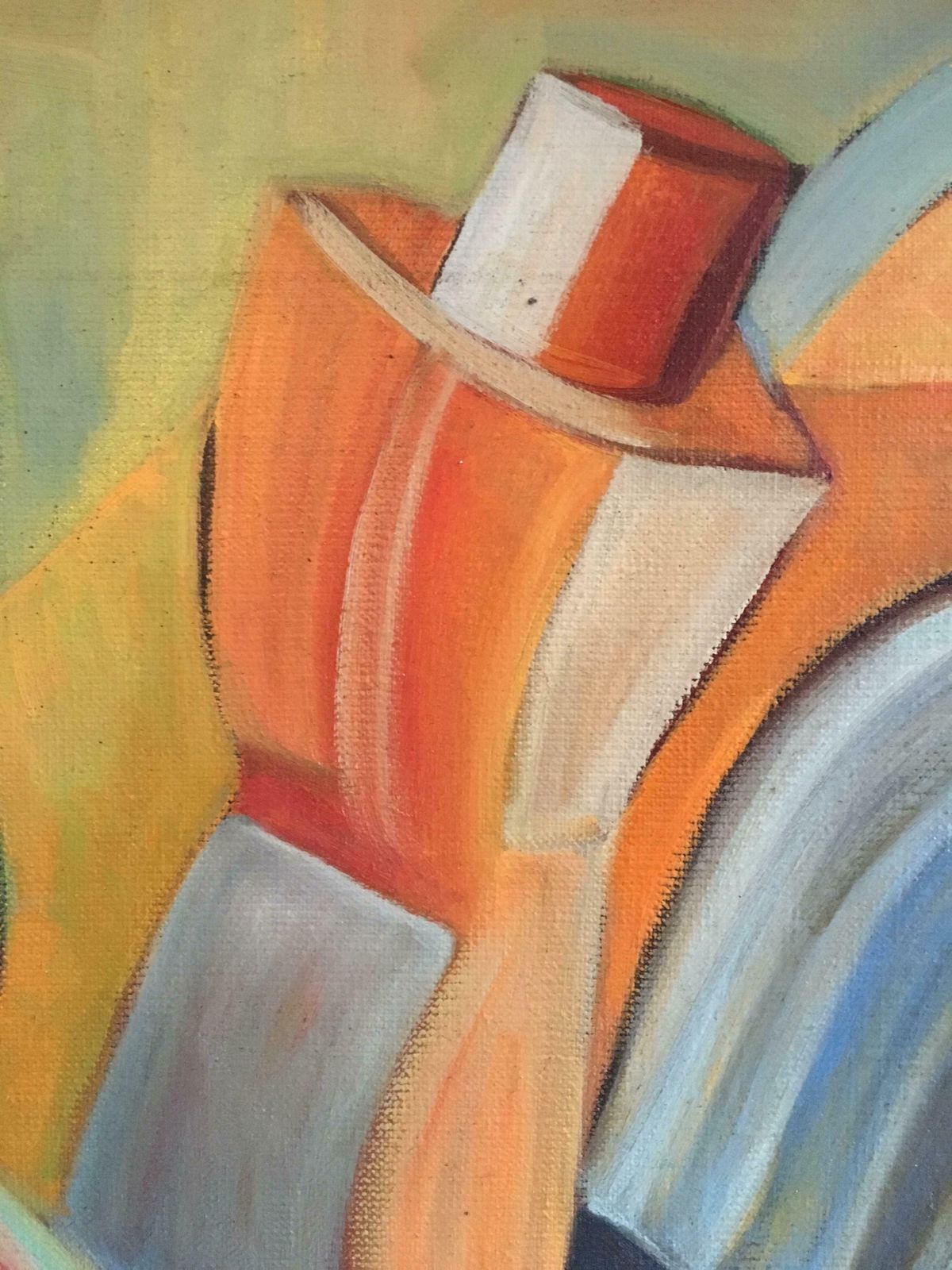 Beatrice Werliecontemporary French Abstract Orange And Blues Still Life Original Oil Painting2004 photo Art