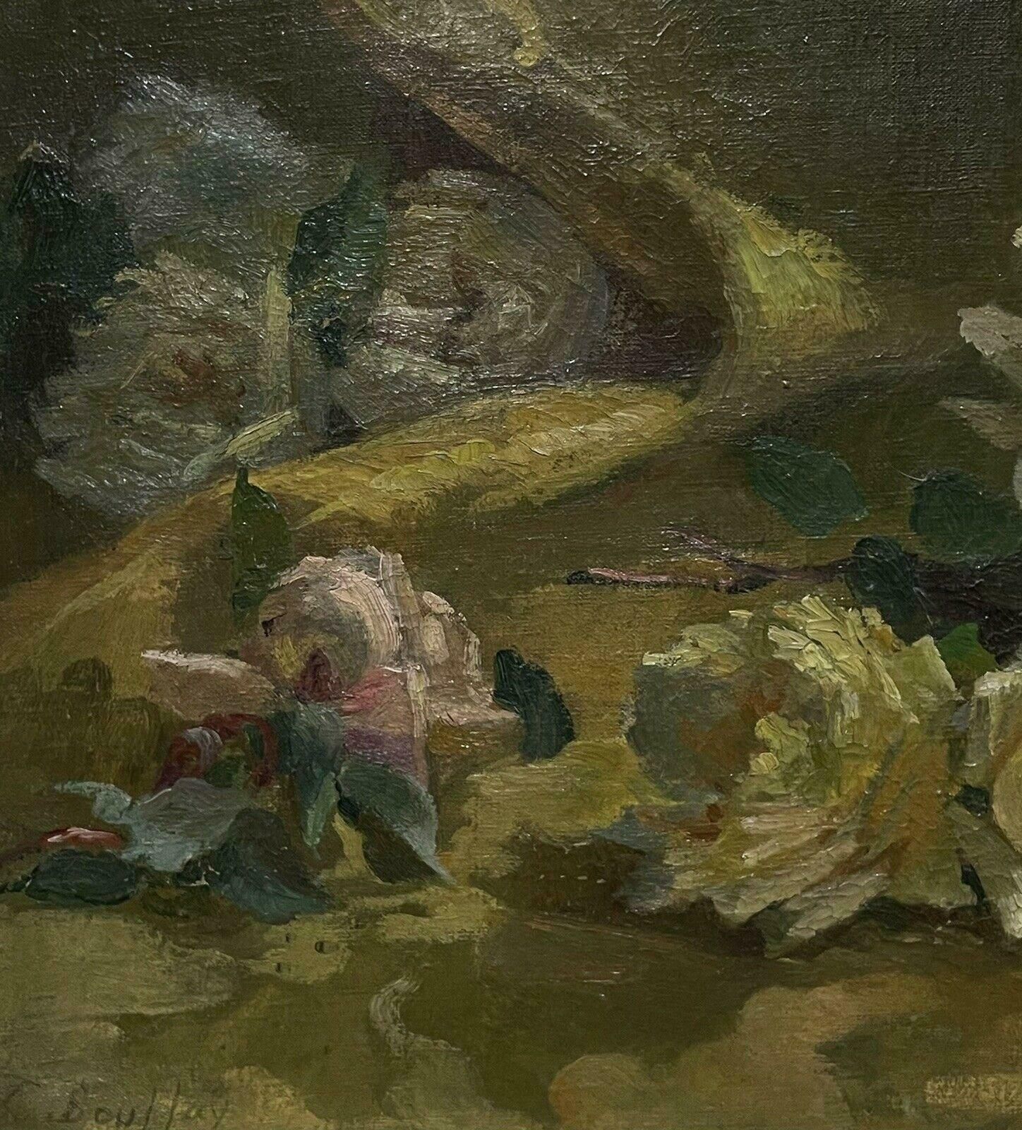 French School1900's French Impressionist Signed Oil, Still Life Of Roses Yellow & Pinks photo Art