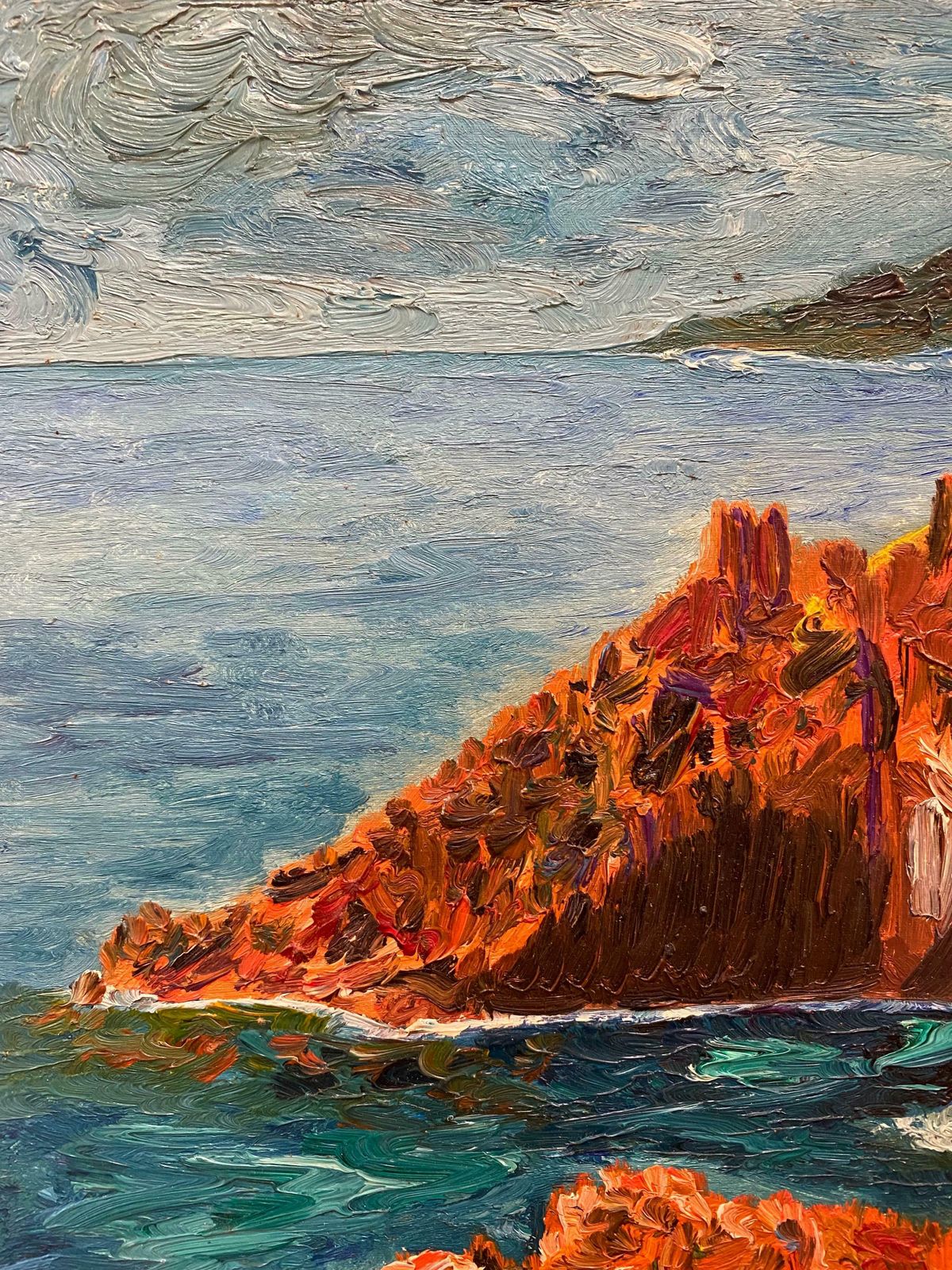 Fernand Audet20th Century French Impressionist Oil Painting   Rocky Coastline Cote D'azurc. 1950's photo for sale