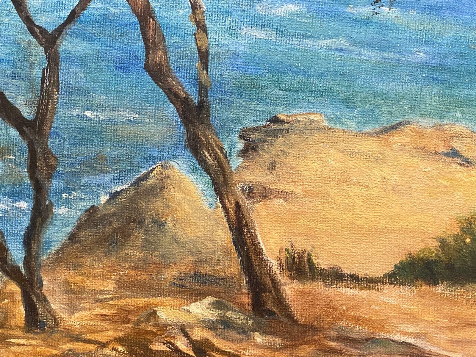 Unknownla Cote D'azur, French Impressionist Oil Painting Beach Coastal Scene photo for sale