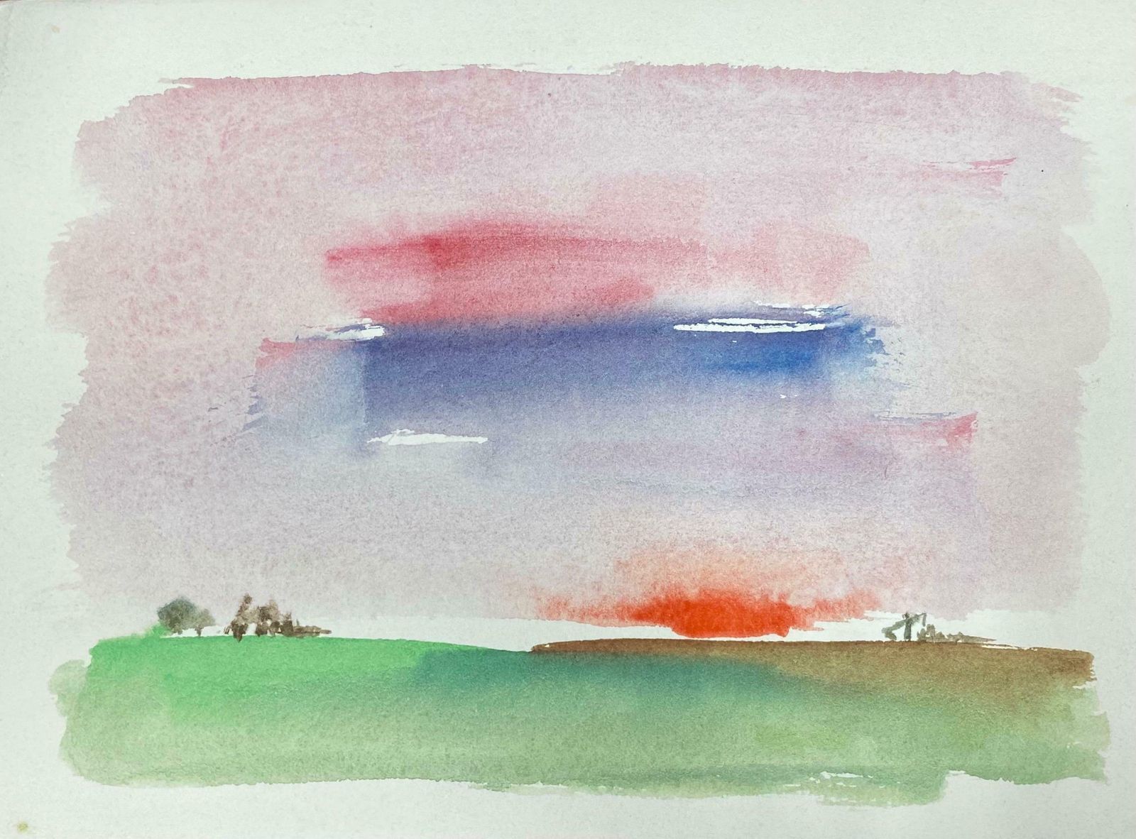 Akos Birocolourful Abstract Sunset Sky, French Expressionist Original Paintingc.1980s