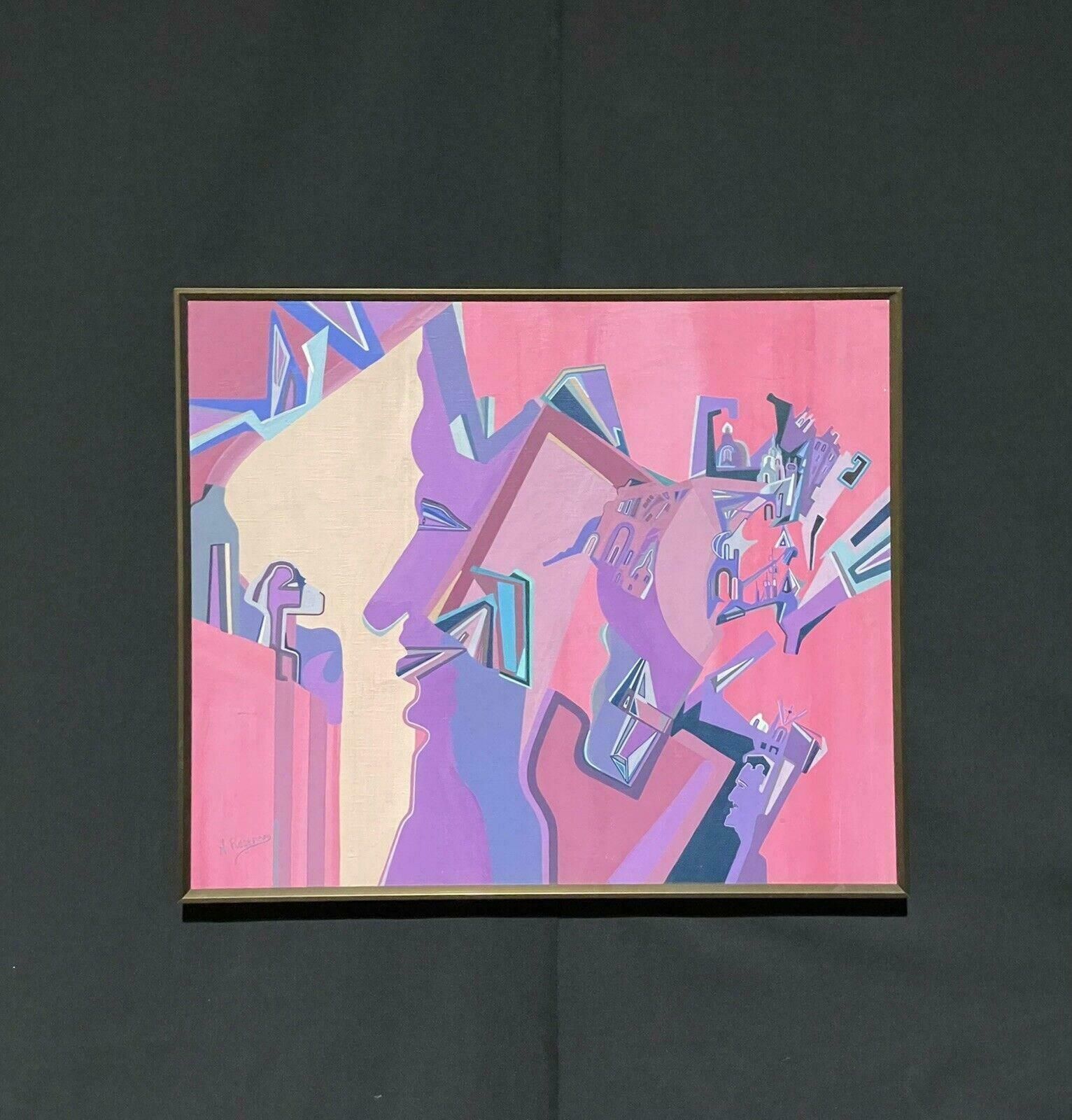Unknownlarge French Contemporary Signed Abstract Painting   Amazing Colors & Shapeslate 20th Century photo Art