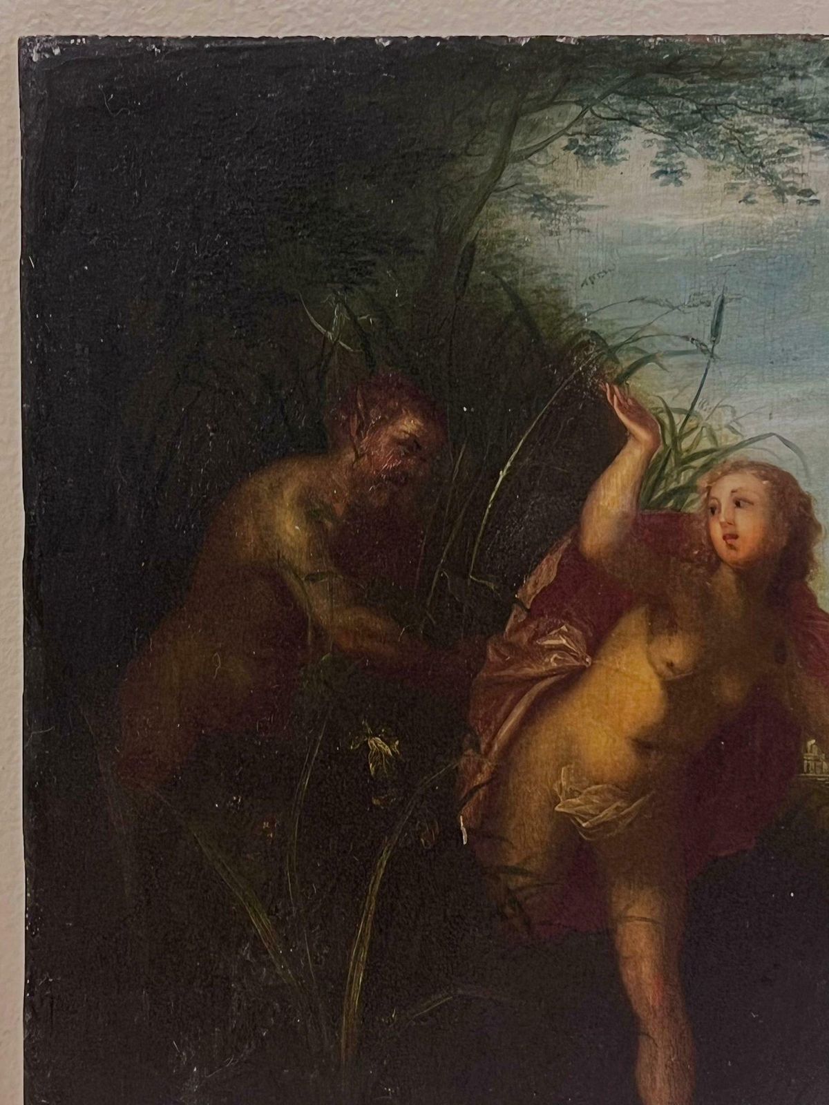 Dutch 17th Century17th Dutch Golden Age Old Master Oil On Wood Panel Mythological Nude In Woodland photo for sale