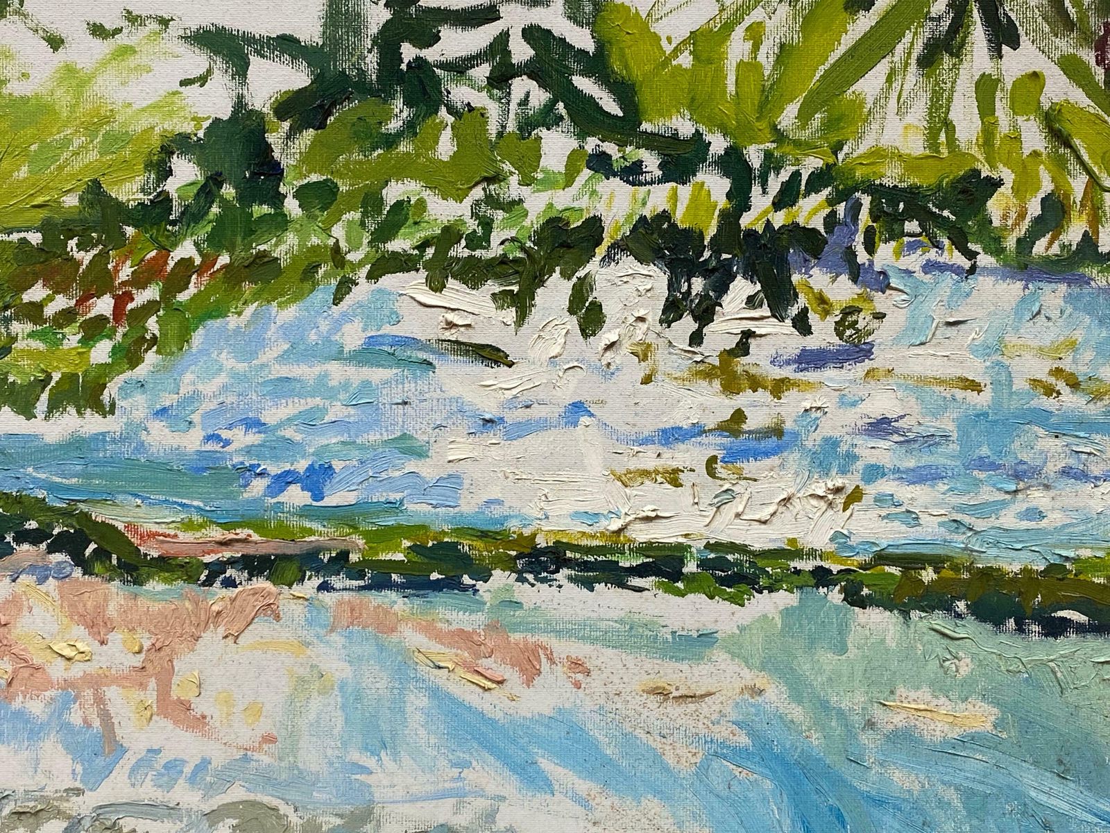 Douglas Stuart Allenimpressionist Oil Painting   Green And Blue Landscape20th Century photo for sale
