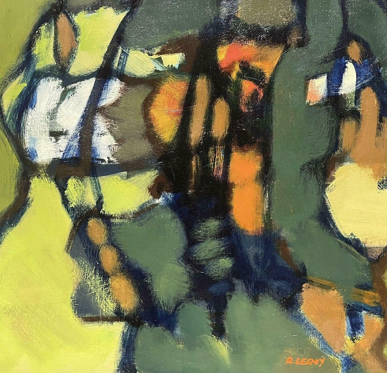 R.Leroyrene Leroy (B.1932) Signed French Contemporary Abstract Cubist Painting Figures2000's photo Art