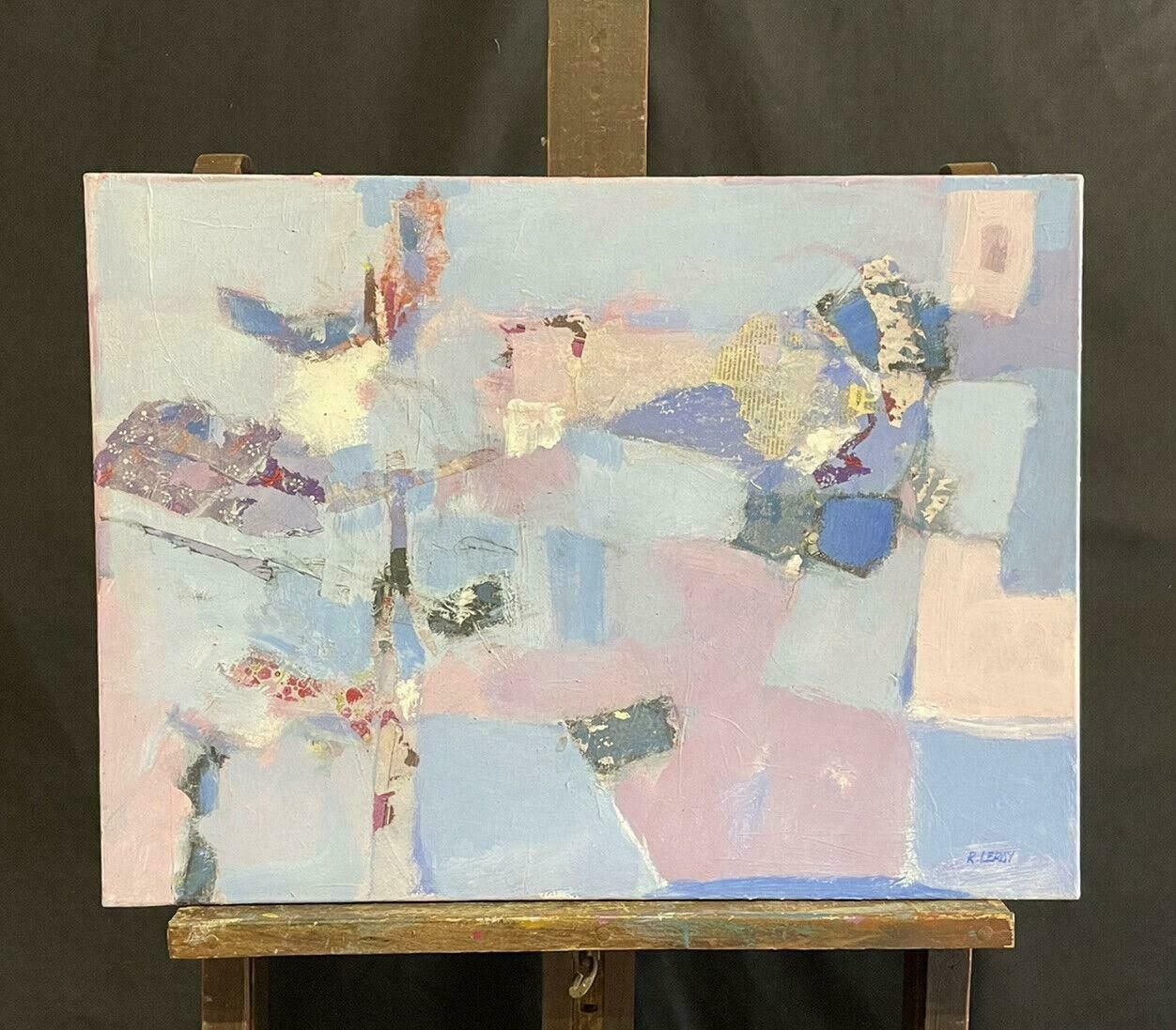 R.Leroyoriginal French Contemporary Abstract Cubist Painting   Rene Leroy (B.1932)2000's photo furniture