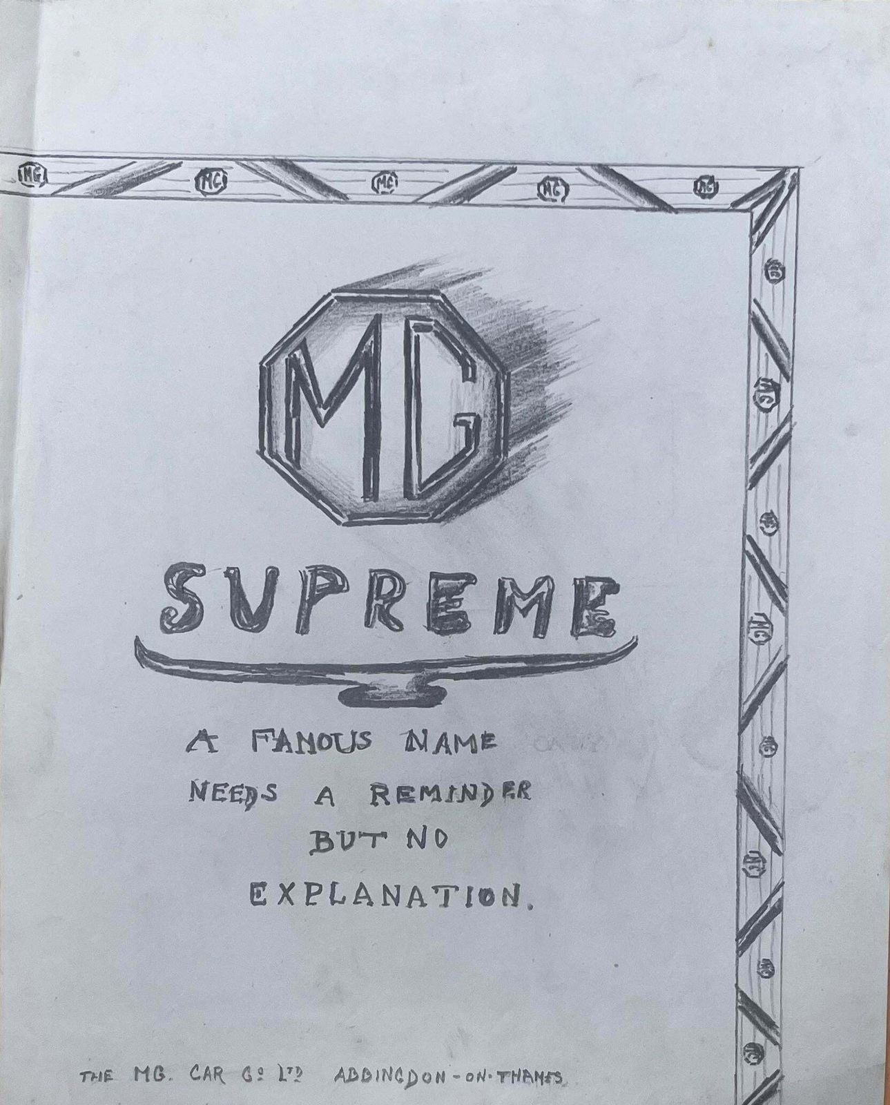 K.B. Whitemg Car Company Advertisement Concept Pencil Illustrationearly 20th Century