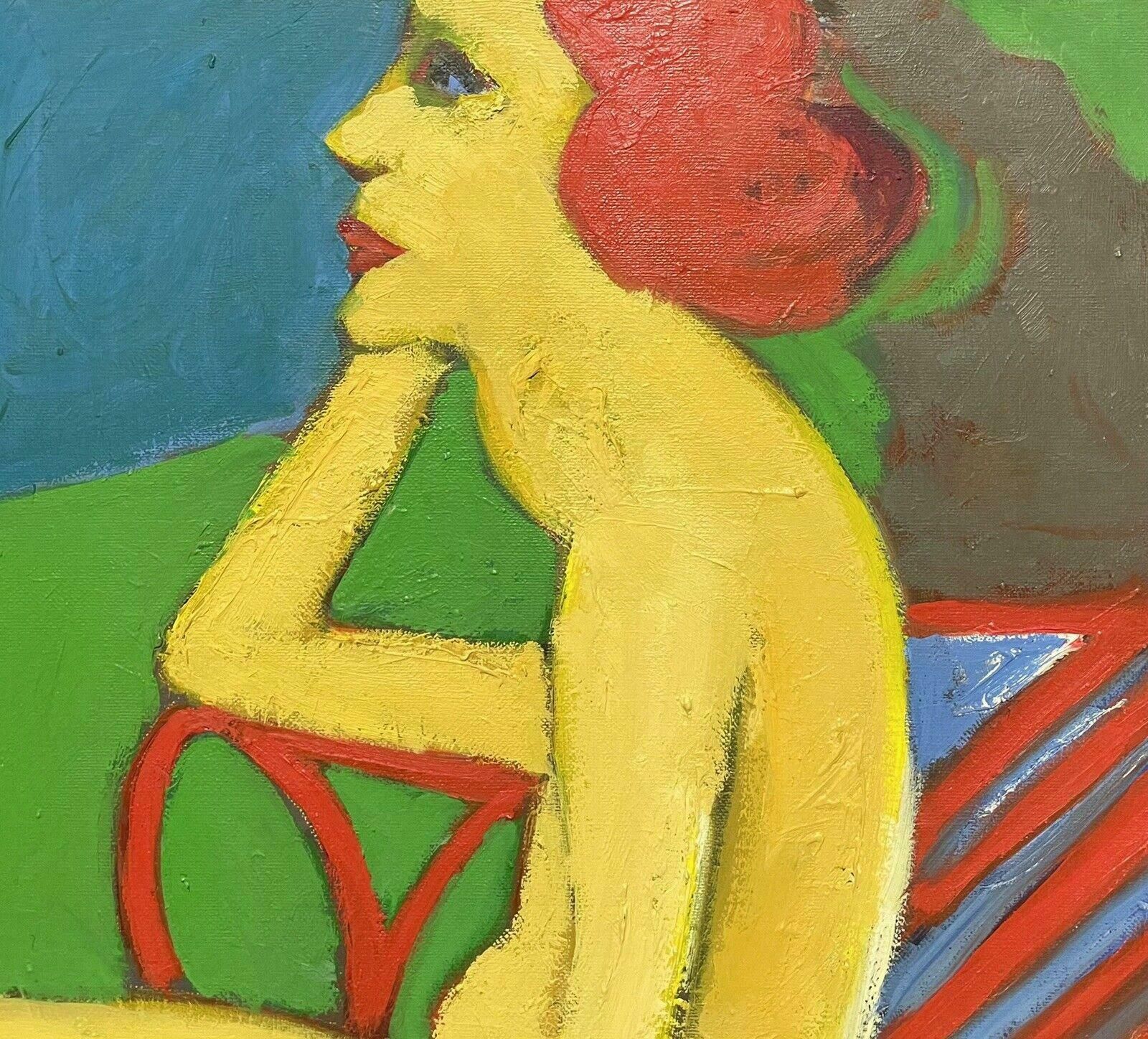 Serge Mallettlarge French Modernist Oil   Nude Lady Seated Modelling For Artistc. 2000 photo for sale