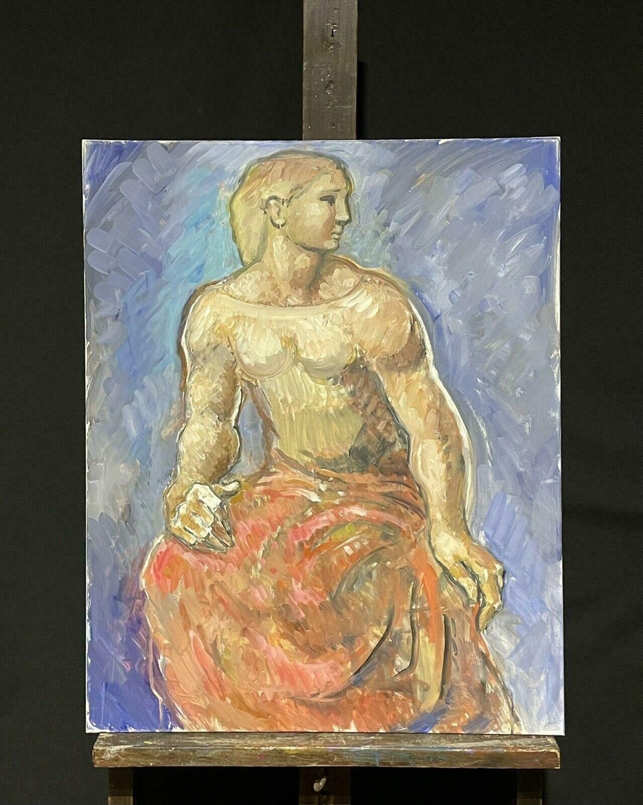 Robert Bouillerobert Bouille (1926 2021) Large Surrealist Oil Portrait Muscular Nude Model photo furniture