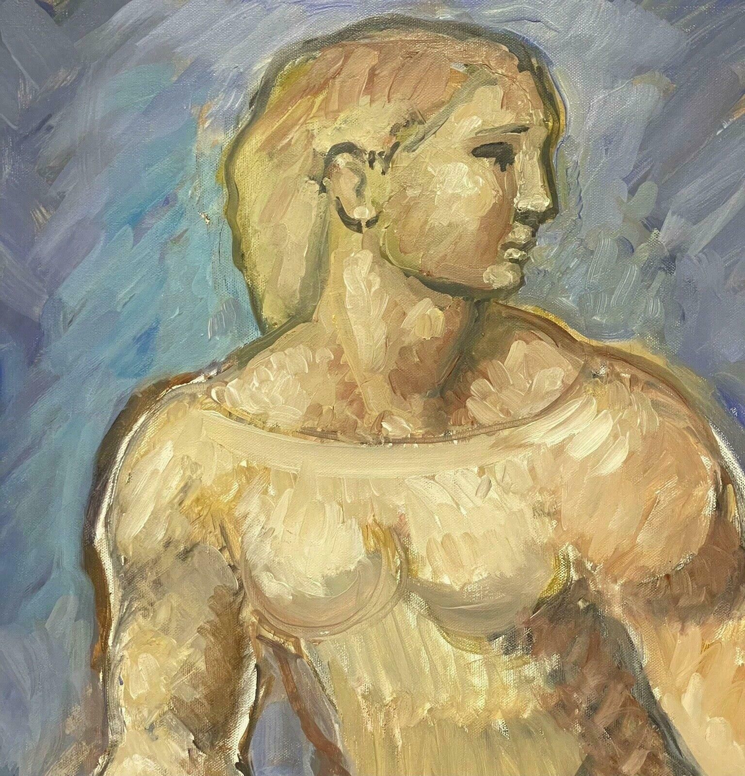 Robert Bouillerobert Bouille (1926 2021) Large Surrealist Oil Portrait Muscular Nude Model photo vinterior