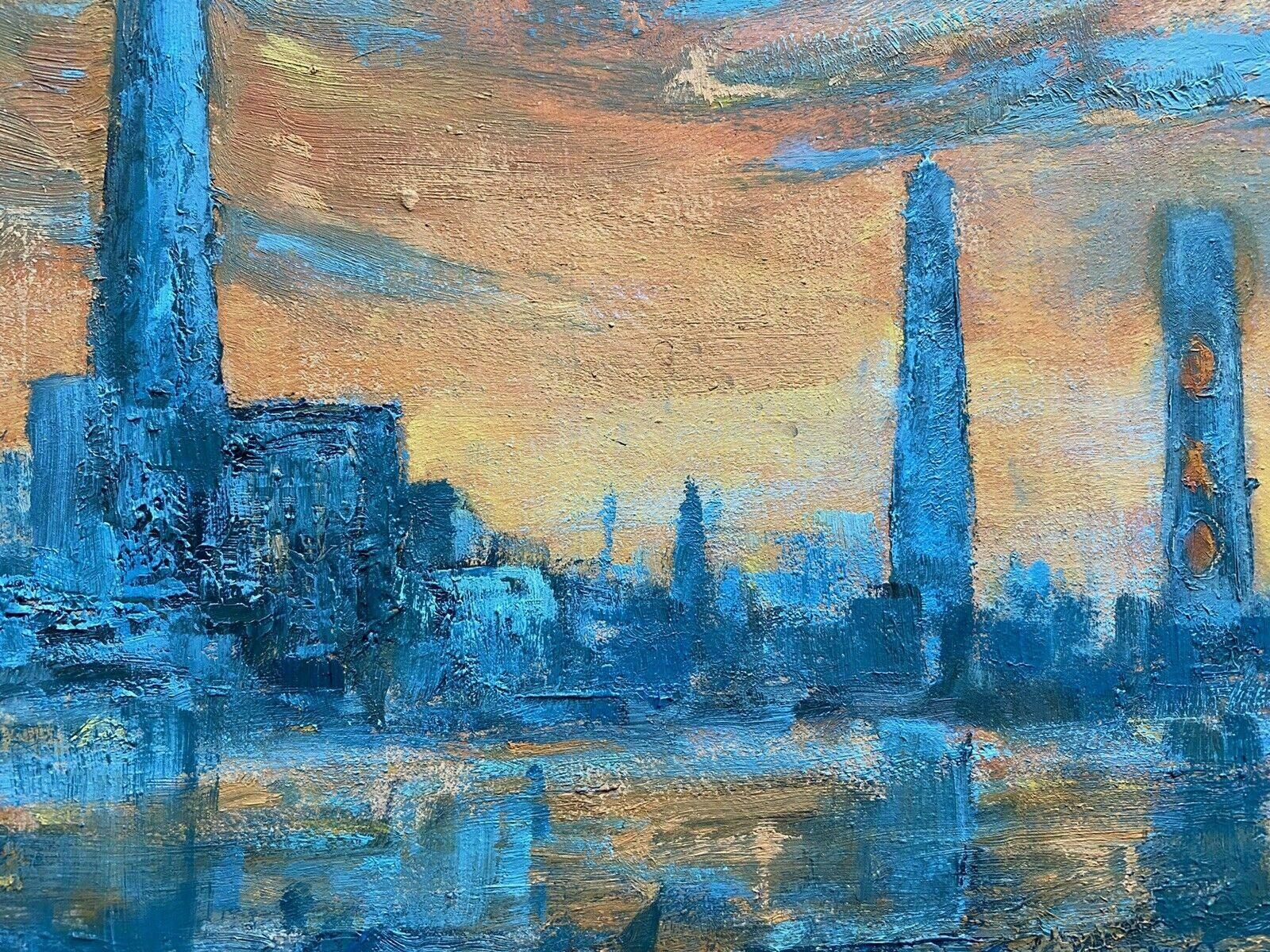 Barbera Doylebarbara Doyle (B.1917) Original Modern British Oil Painting   London Bridgec. 1970's photo furniture