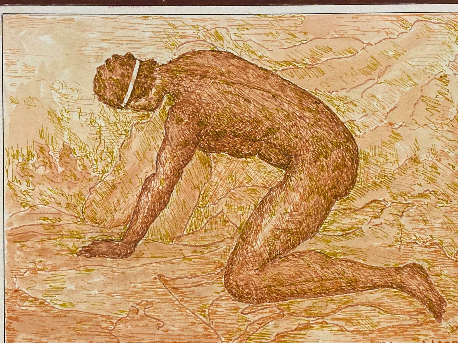 Bernard Labbe1950's French Modernist Painting Signed, Nude Figure In Landscape1950's photo furniture