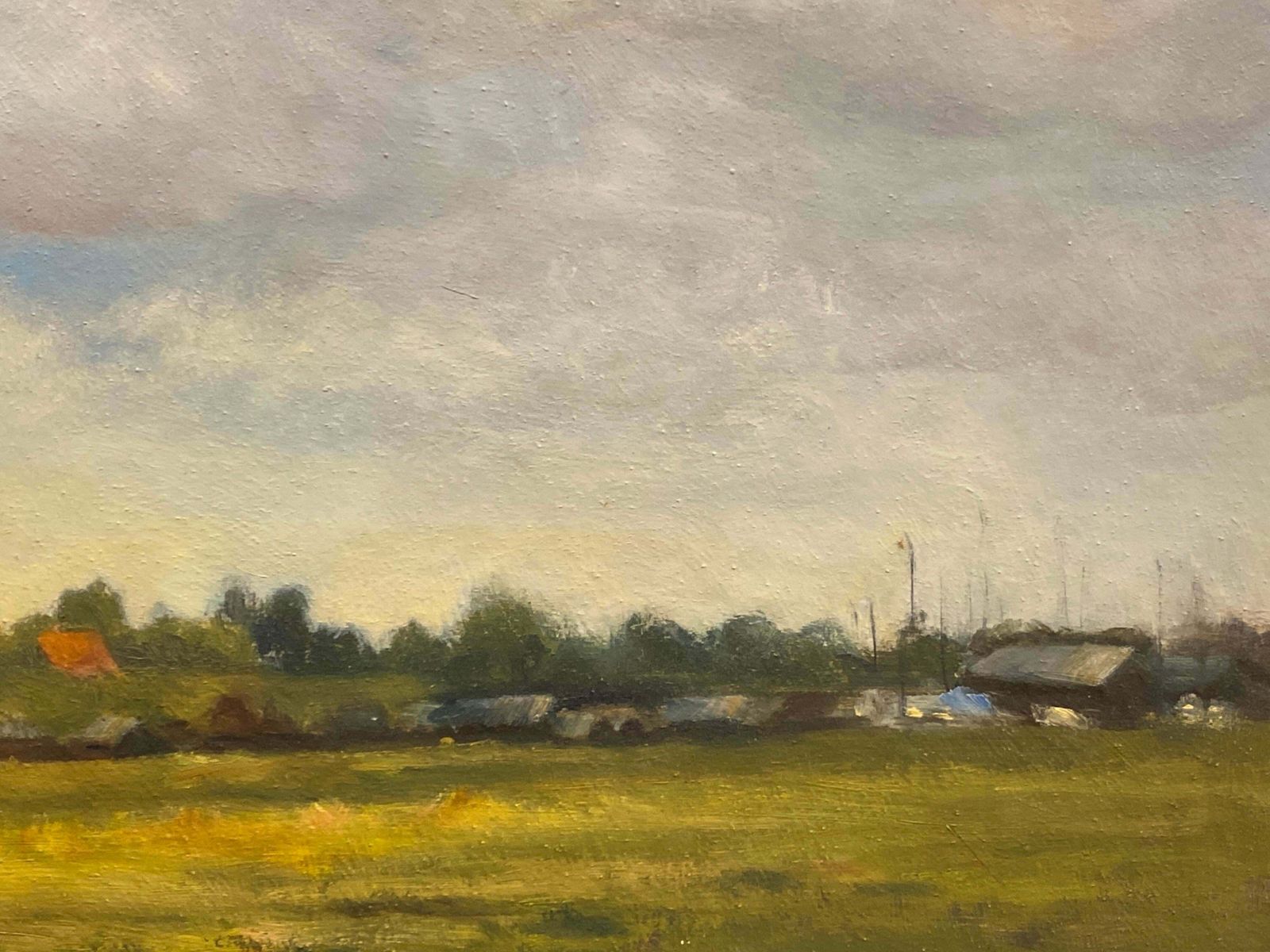 English Impressionistrural English Landscape With Old Church Tower In Distancelate 20th Century photo furniture