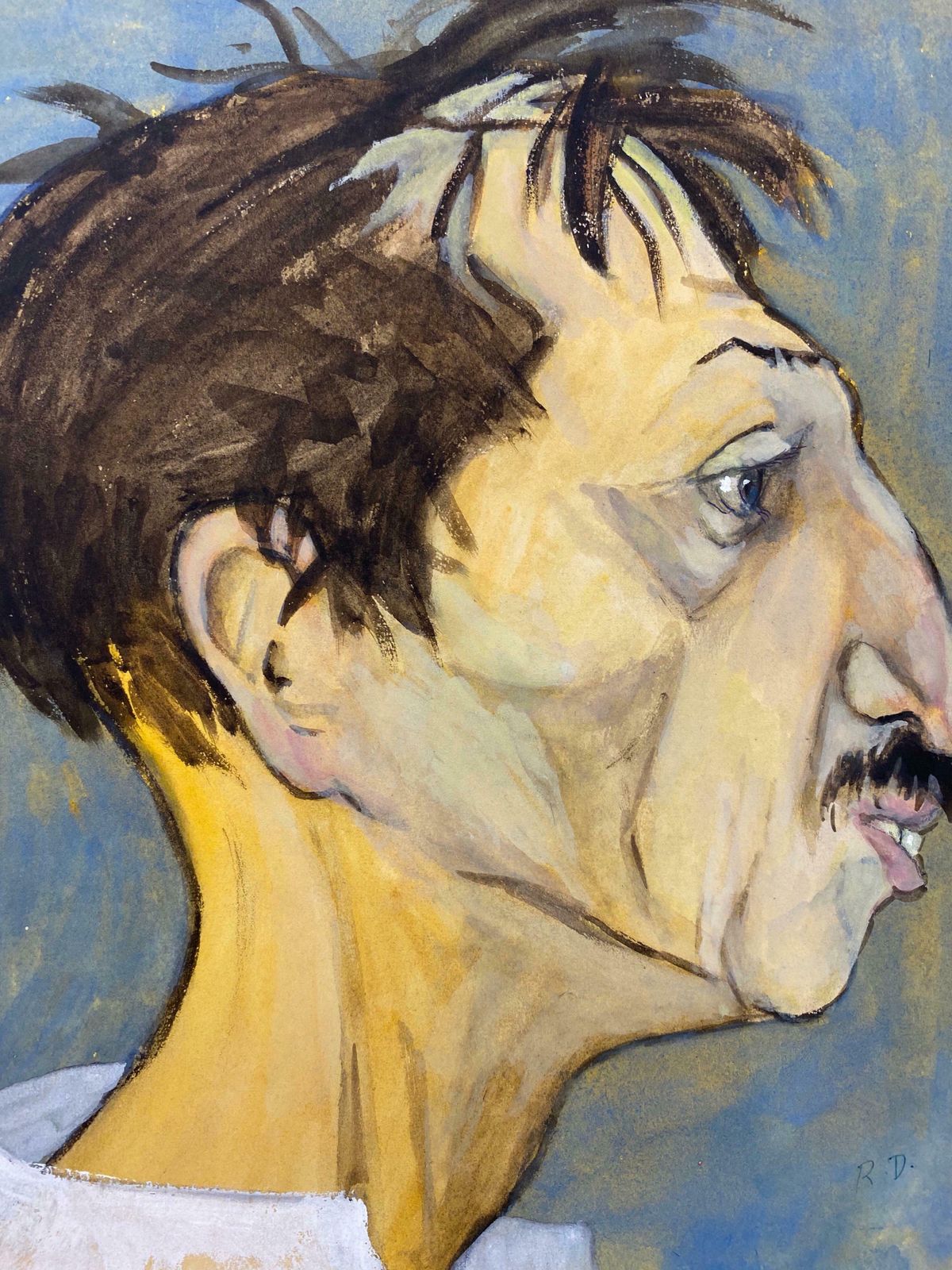 Unknown1960's French Portrait Brunette Man Side Profile Caricaturec.1960s