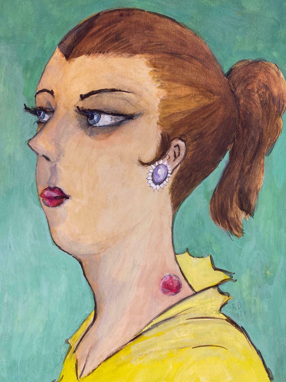 Unknown1960's French Portrait Lady Side Profile Caricaturec.1960s