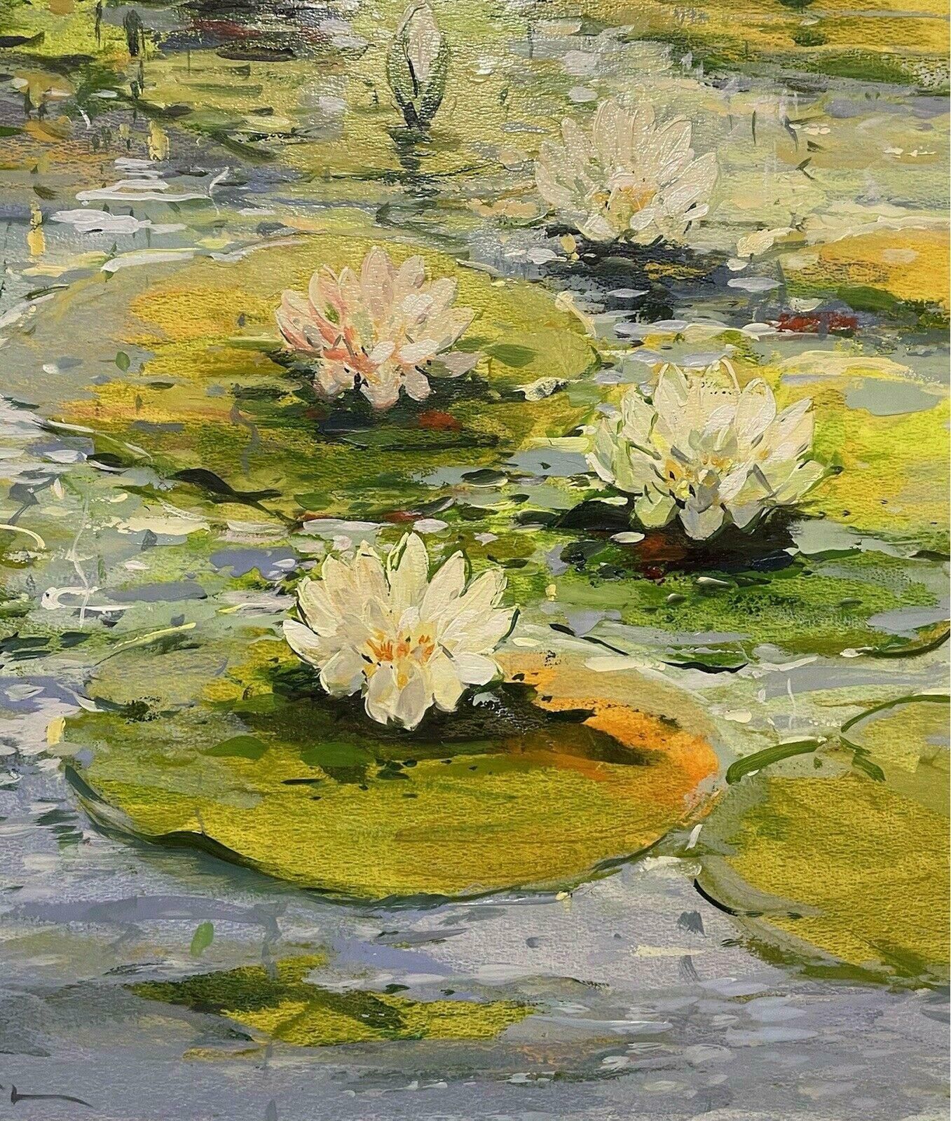 Robert De Haanlarge Impressionist Signed Painting   The Waterlily Pondc. 1990's photo vinterior