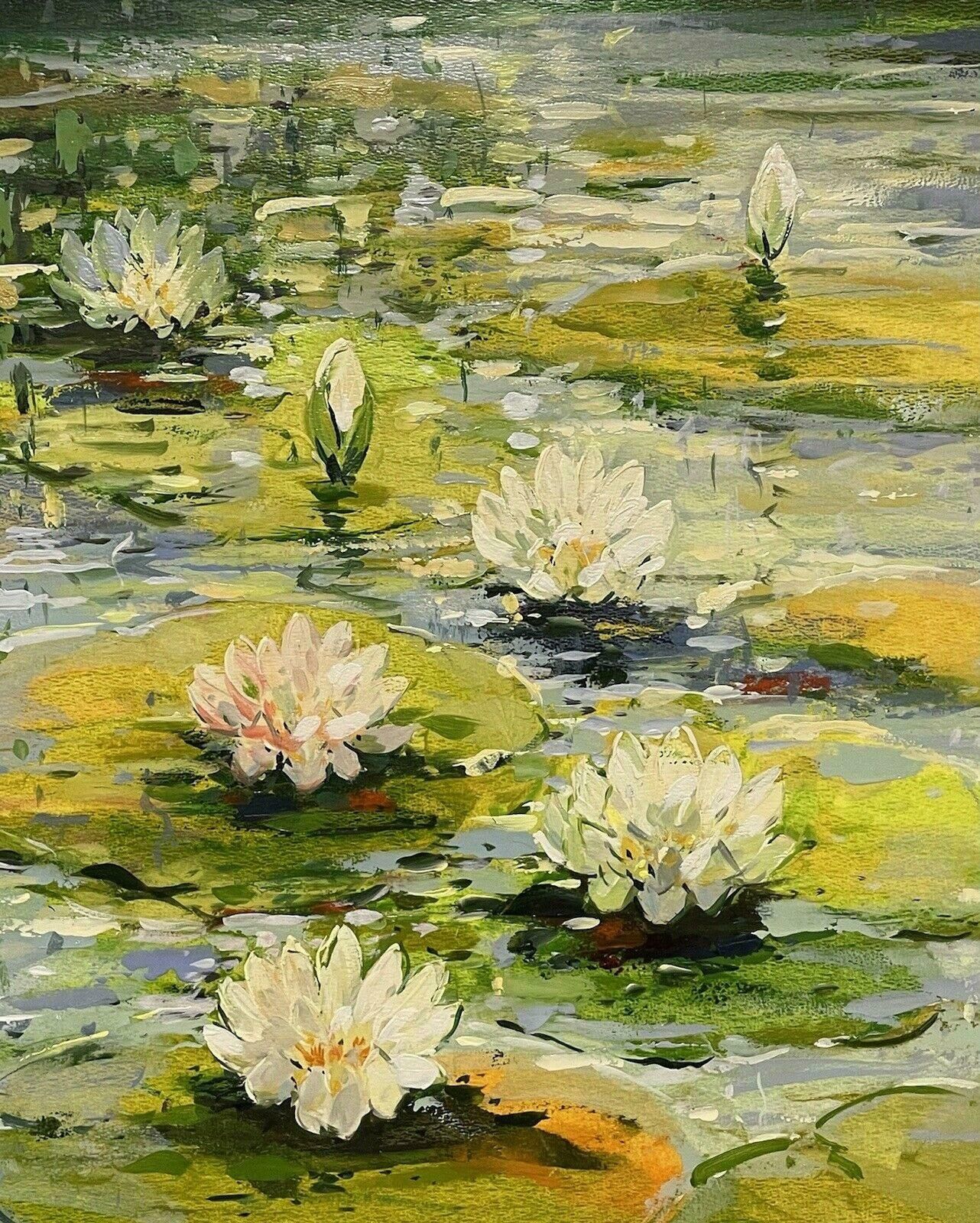 Robert De Haanlarge Impressionist Signed Painting   The Waterlily Pondc. 1990's photo buy