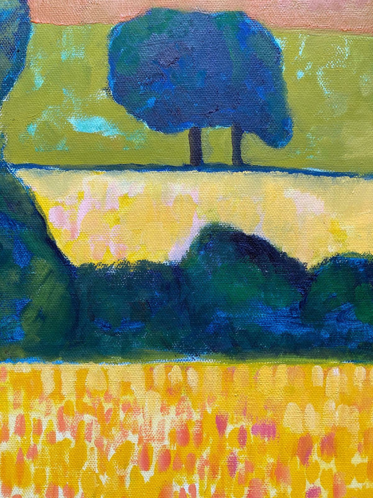 Michael Haswellabstract Painting By Listed British Artist Golden Fields Landscapec. 2000 photo buy