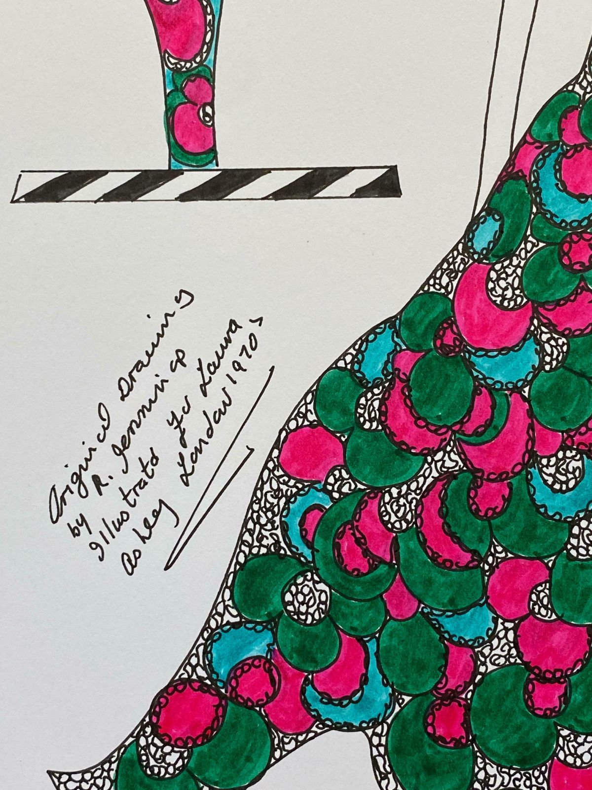 Roz Jenningsoriginal Fashion Design Illustration Watercolor Painting Laura Ashley Designerc. 2000's photo Art