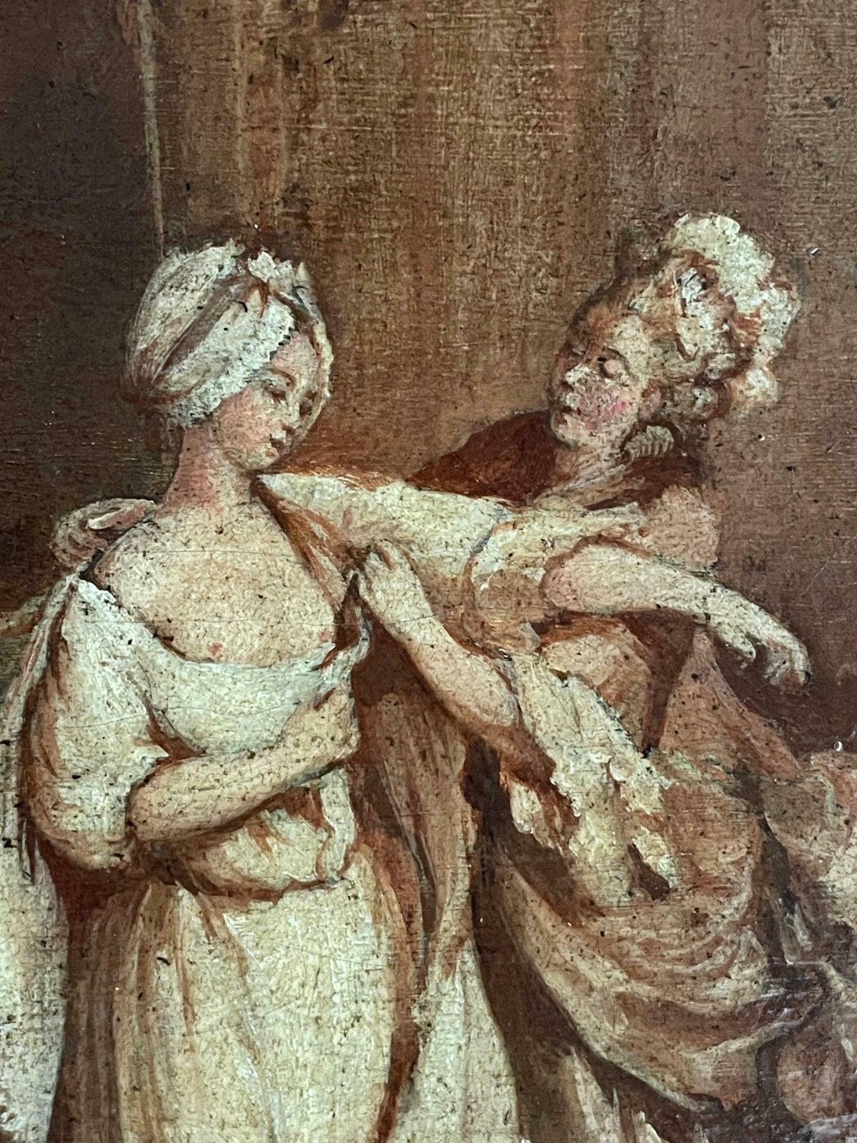 Fine Early 1700's French Oil Elegant Figures Lady Being Dressed Rococo Interiorc. 1720's photo buy