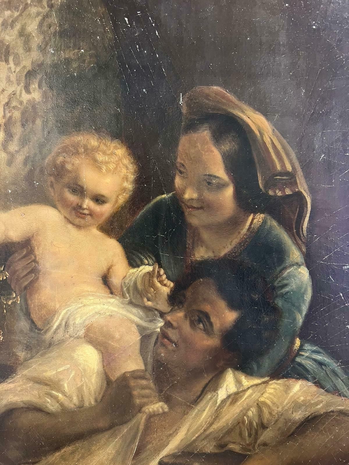 German Schoolantique German Oil Painting Portrait Of A Family Group   Restoration Project photo 357.0