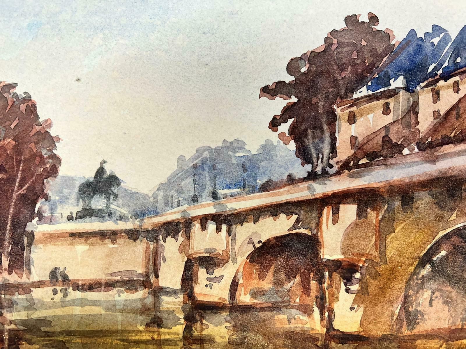 Maurice Mazeiliemaurice Mazeilie French Watercolour   Autumnal Parisian Bridge Over Seine photo 383.0