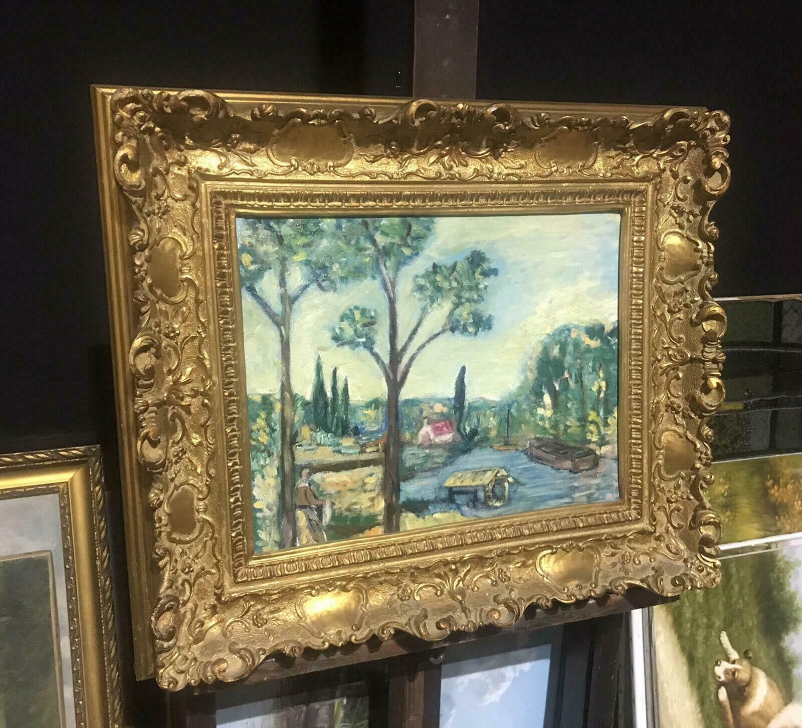 Unknownfine 20th Century French Post Impressionist Oil   Provencal River Landscapec. 1950's photo Art