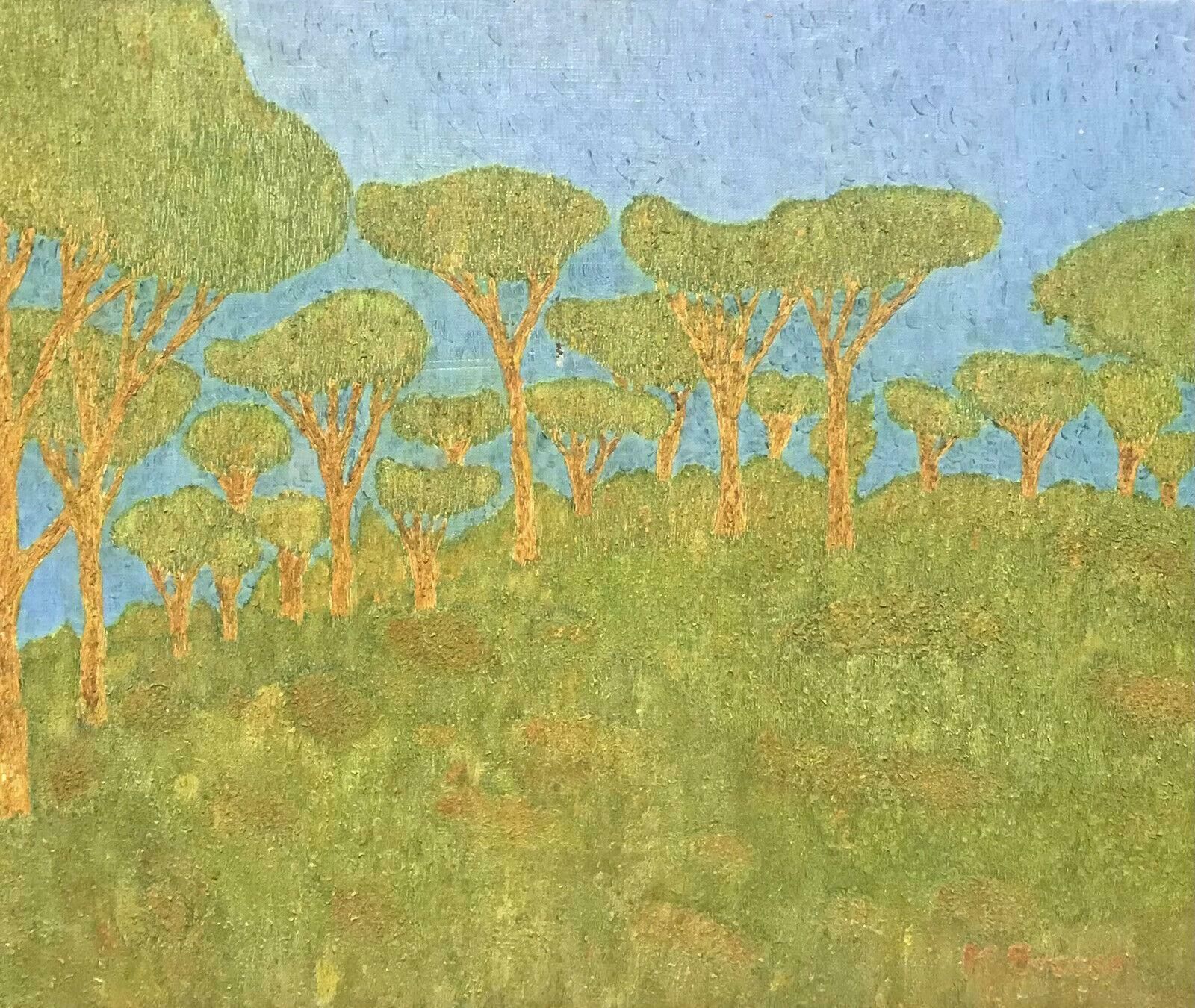 Unknown20th Century Nabis/ Pont Aven School Signed Oil Painting   Trees In Green Landc. 1970's