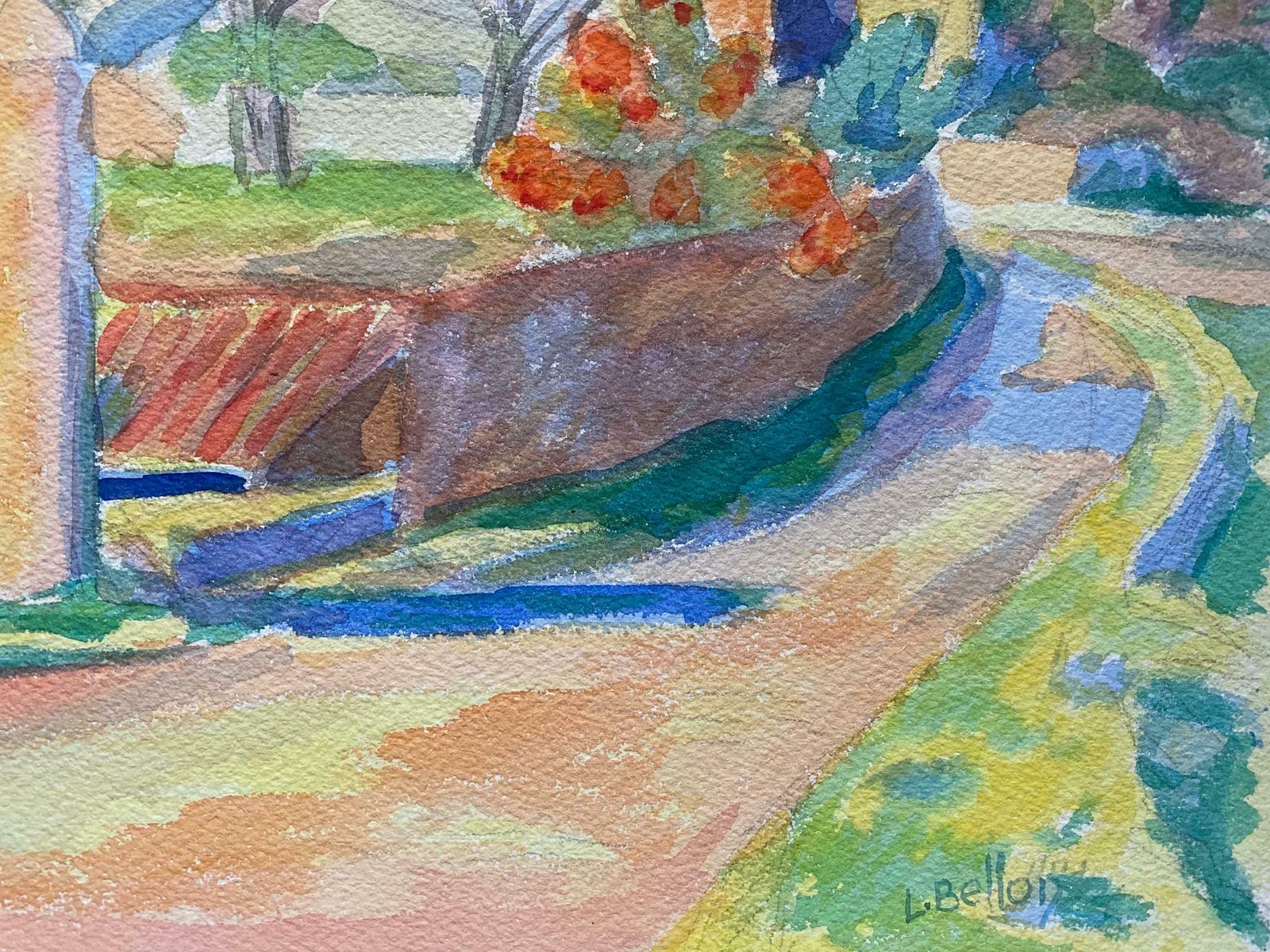 Louis Bellon1940's Provence Painting French Pathway Landscape    Post Impressionist Artistc. 1940s photo 692.0