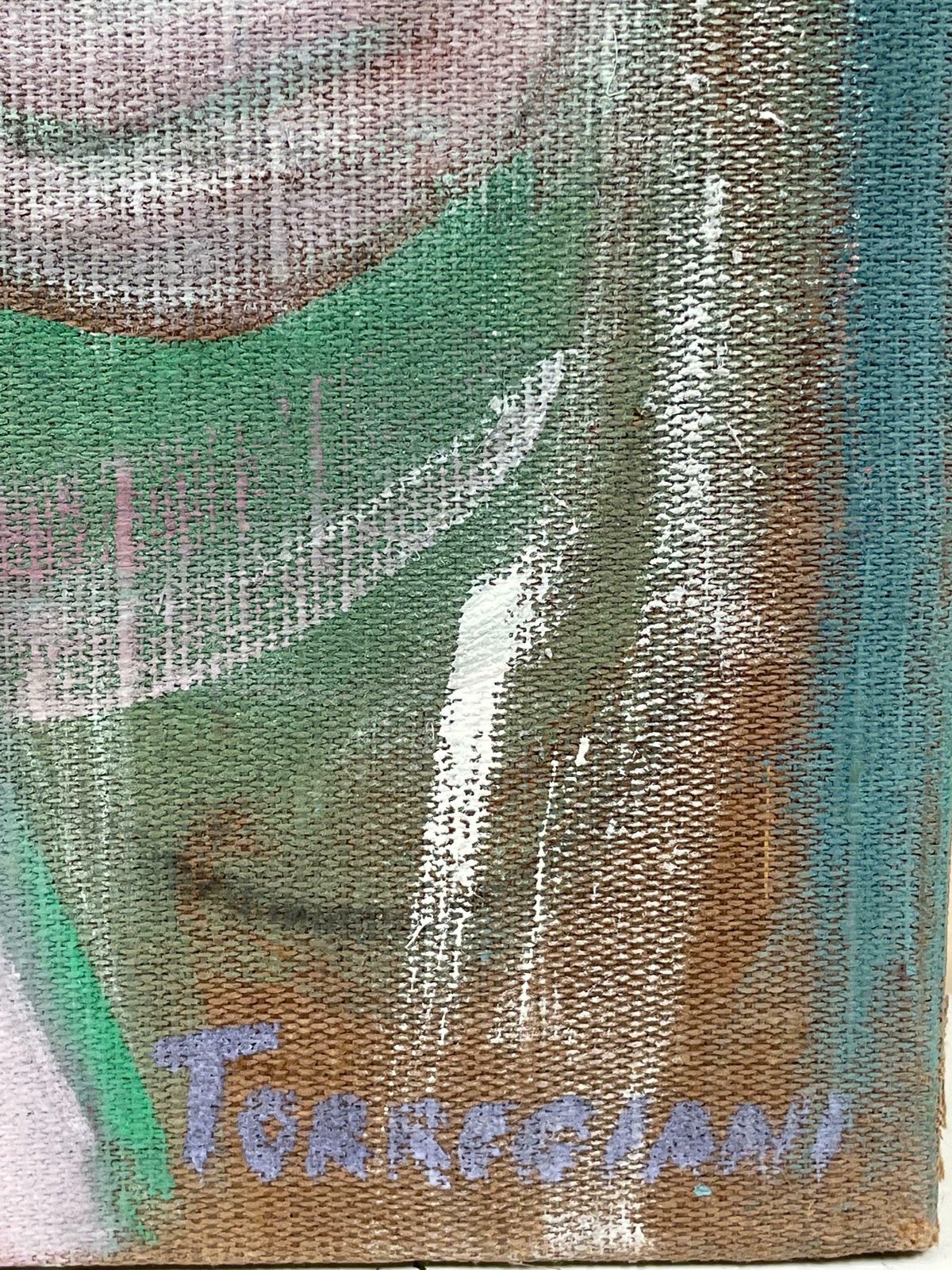 Italian Modernist 20th Clarge 1960's Italian Modernist Signed Oil Mother & Infant Child Tender Embrace photo 2043.0